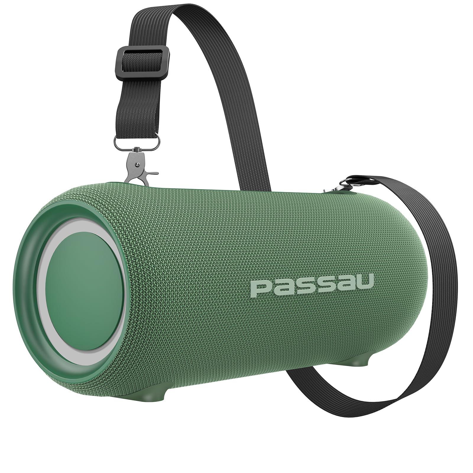 Passau Passau Portable Bluetooth Speakers 40W Peak Loud Stereo Sound, Passive Radiators-Deep Bass, All Day Playtime, Adjustable Strap, BT5.3, IPX5 Wireless Speaker RGB Lights for Indoor Outdoor-Green