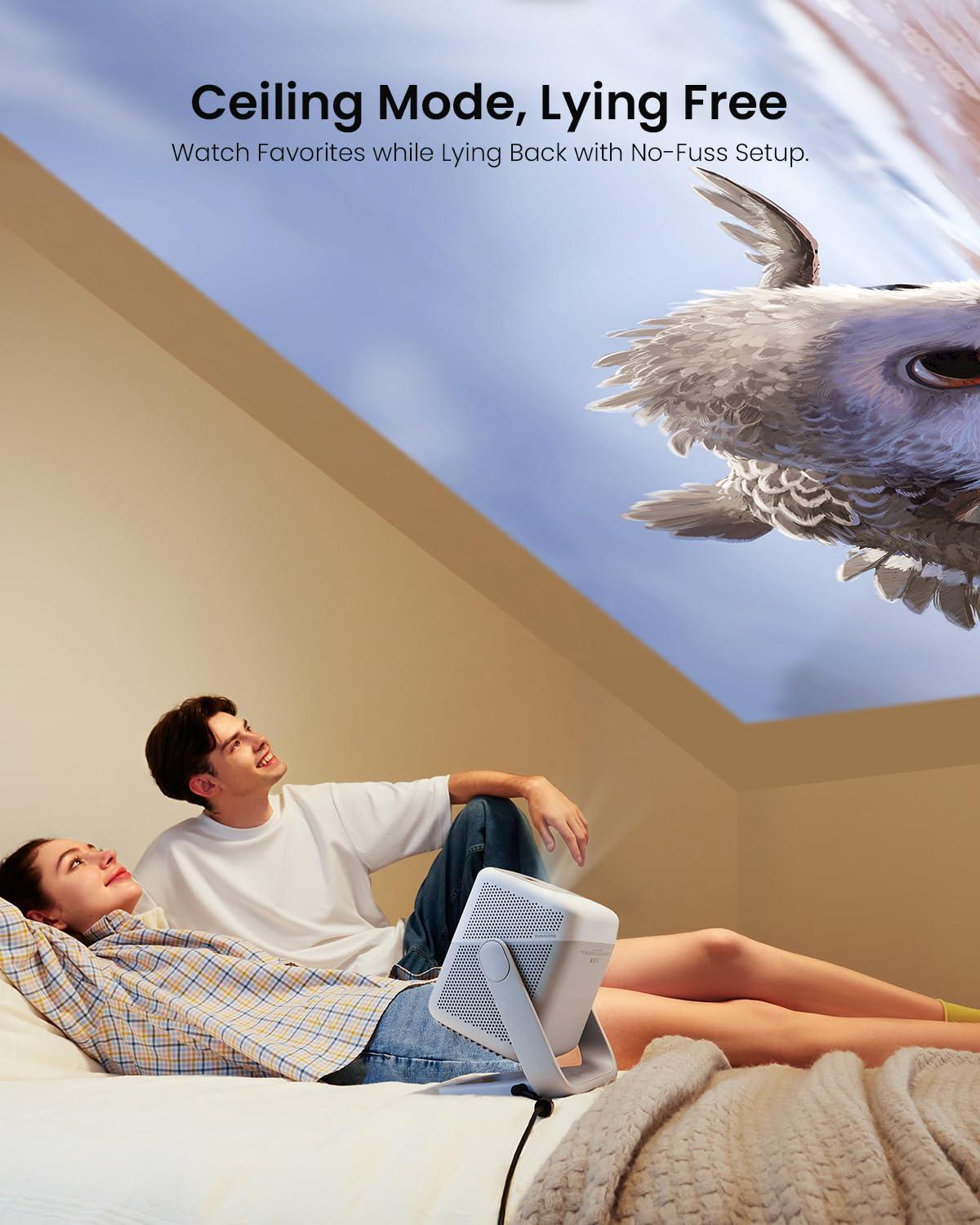 JmGO JMGO N1 Portable Projector 1080P FHD, 4K Supported, 150\" MALC Triple Laser 3D Movie Projector for Home Theater Outdoor, Gimbal Auto Image Correction, 750 Lumens, 2x5W Dynaudio Speakers, Android TV 11