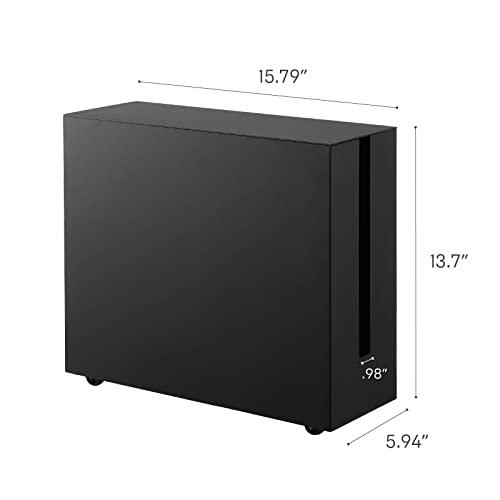 YAMAZAKI Yamazaki Home Rolling Cable Management Cord Power Strip/Surge Protector Storage Organizer for office or Bedroom Steel One Size Black