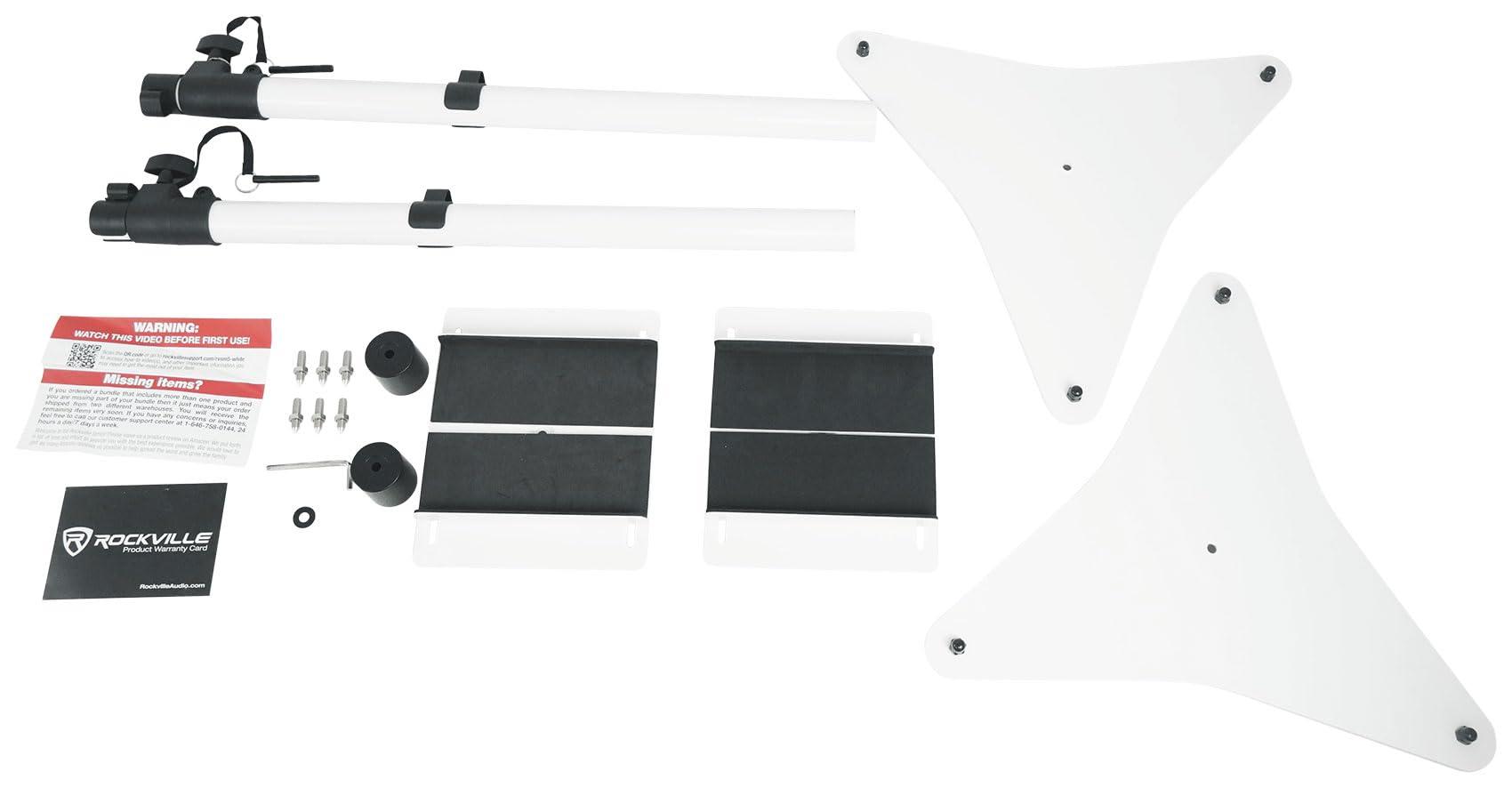 Rockville Rockville Bundle: (2) Rockville RockShelf 64W 400w White 6.5" Home Theater Bookshelf Speakers Bundle with (2) Rockville RVSM5 White Adjustable Studio Monitor Bookshelf Speaker Stands (2 Item)