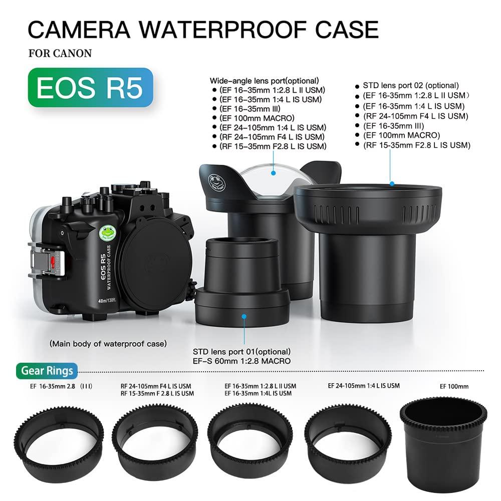 Sea frogs Sea frogs Camera Housing Compatible with Canon EOS R5 with 17-40mm f/4L Wide Angle Lens,Waterproof IPX8 Rated, 40m/130ft Depth Protection Underwater Camera Case, Ideal for Diving, Surfing, Rowing