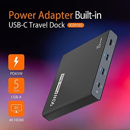 j5create j5create USB-C Travel Dock with PD 65W Power Supply - for Travel or Business Trip - Charging Adapter Hub with 4K HDMI, USB-A x 2 - for MacBook Air/Pro 13, Surface Pro, and USB-C Laptop (JCDP392)