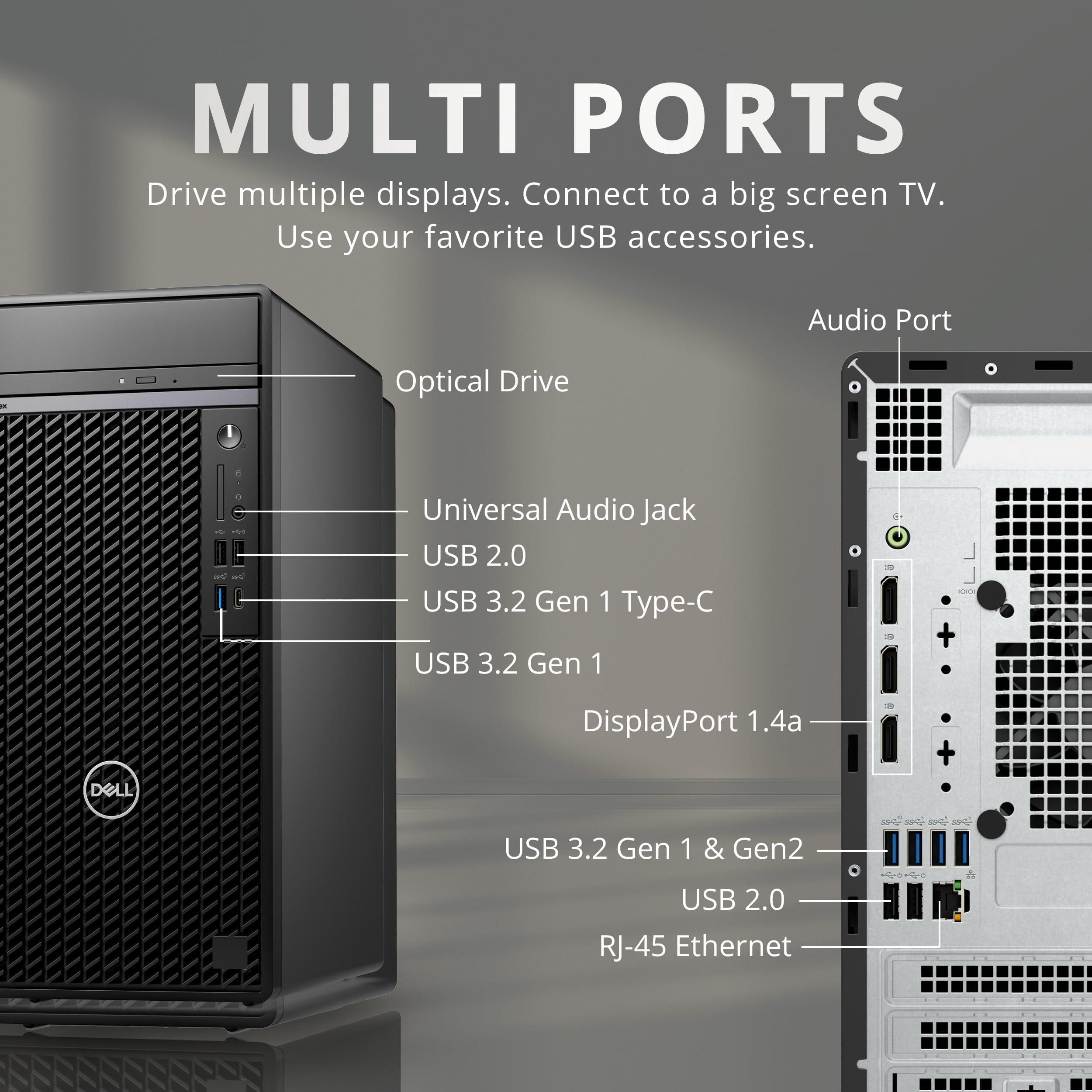 Dell Dell Optiplex 7080 MT Mini Tower Desktop | Core i7-10700 - 512GB SSD Hard Drive - 16GB RAM | 8 cores @ 4.8 GHz Win 11 Pro Black (Renewed)