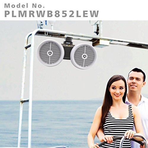 Pyle Pyle Marine Wakeboard Tower Speakers - Waterproof 6.5” Dual Subwoofer Speaker Set & 1.0” Tweeters, LED Lights and 400 Watt Power - 2-Way Boat Audio System w/Mounting Bracket-PLMRWB852LEW (White)