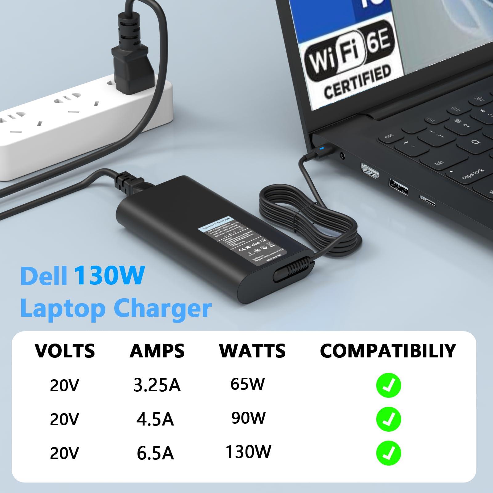 GERVGHS 130W Laptop Charger USB C for Dell Inspiron 16 7620 7630 7620/7630 2-in-1 14 Plus 7420 7430 7430 2-in-1P127F P154G P165G Dell Precision 5560 5570 Dell XPS 15 17 Charger Type C Power Cord
