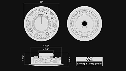 Silver Ticket Products 82C Silver Ticket in-Ceiling Speaker with Pivoting Tweeter (8 Inch in-Ceiling) 1 Piece, 11 inch Overall Size