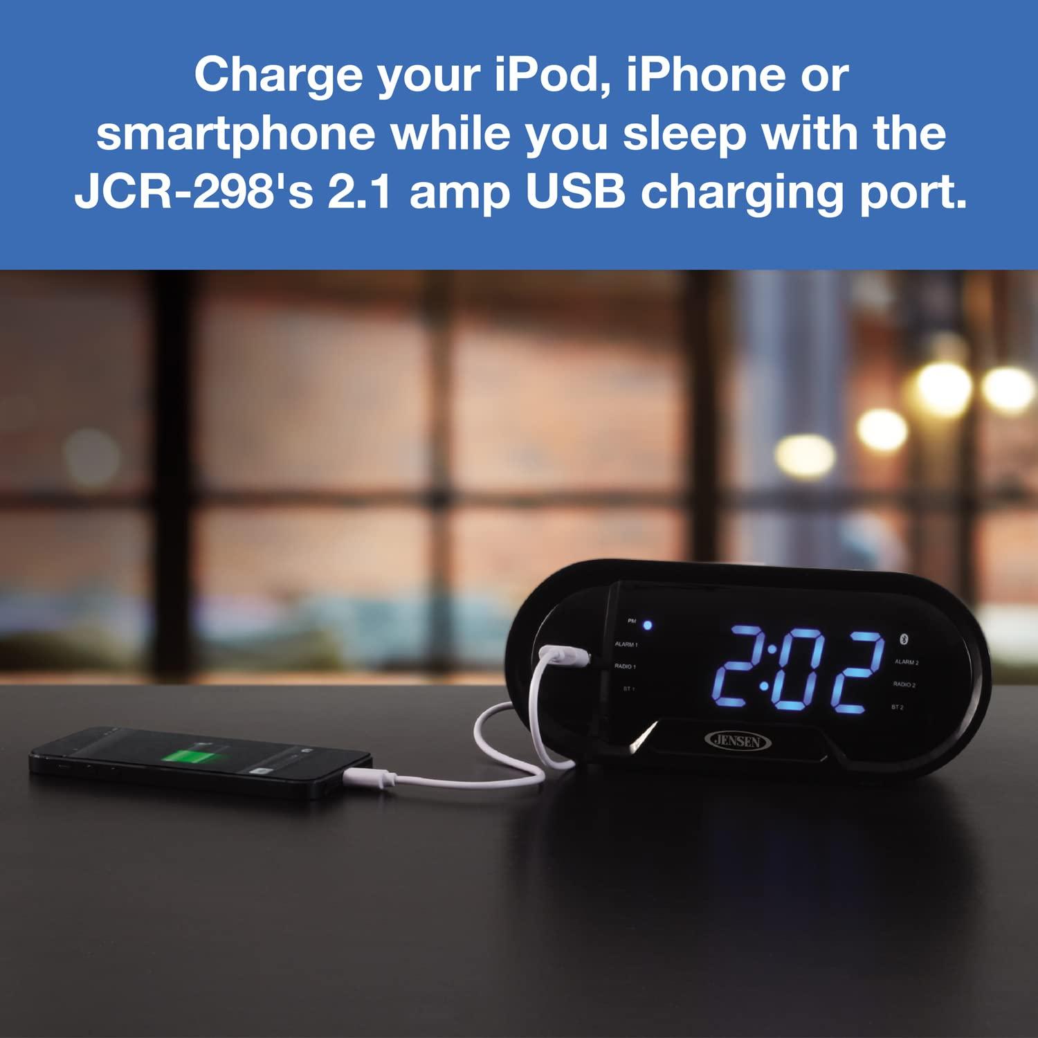 Jensen JENSEN JCR-298 JCR-298 AM/FM Dual-Alarm Digital Clock Radio with Bluetooth