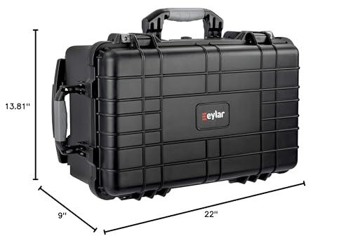 Eylar Eylar 22" Carry-On Travel Roller Gear, Camera, Drones, Tools, Equipment Hard Case Waterproof with Foam Black
