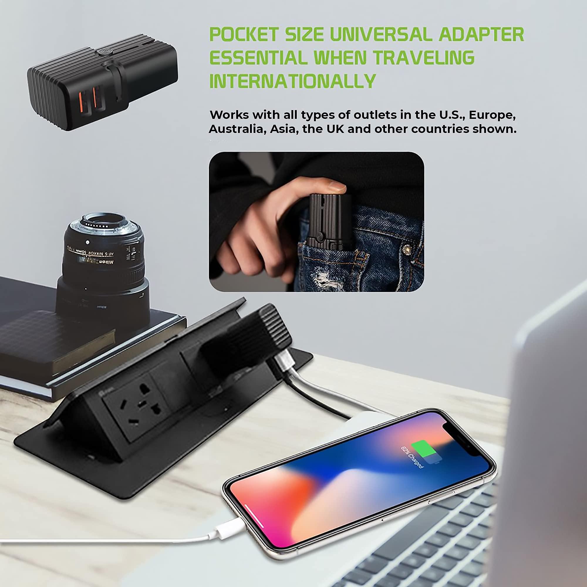 Works For Galaxy Tab 4 8.0 AT&T by Cellet Dual Universal USB Adapter Works for Samsung Galaxy Tab 4 8.0 AT&T for Worldwide Power and Travel Between US/EU/CN/AUS/NZ/UK