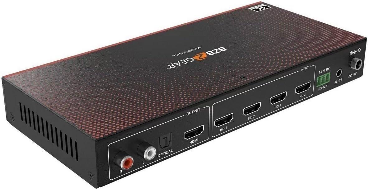 BZB GEAR 4x1 4K UHD HDMI Seamless Switcher Quad MultiViewer with Audio De-embedder
