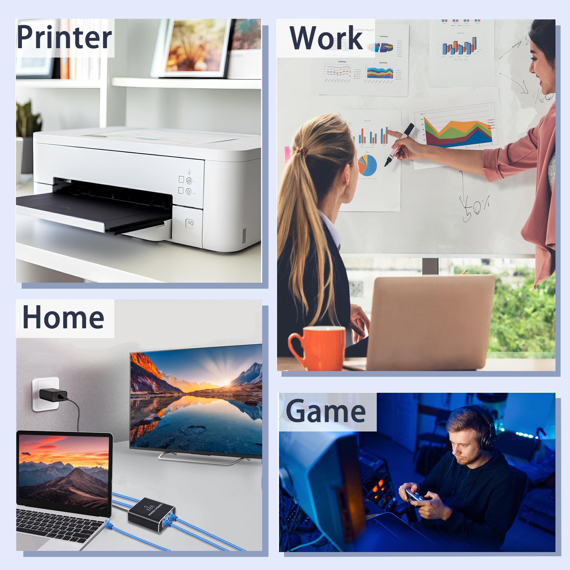 LIEZHUA Ethernet Splitter 1 to 3, 1000Mbps High Speed Ethernet Cable Splitter with LAN Cable Cat 6 [3 Devices Simultaneous Networking], Gigabit RJ45 LAN Network Extension for Cat8/7/6/5e/5 Cable