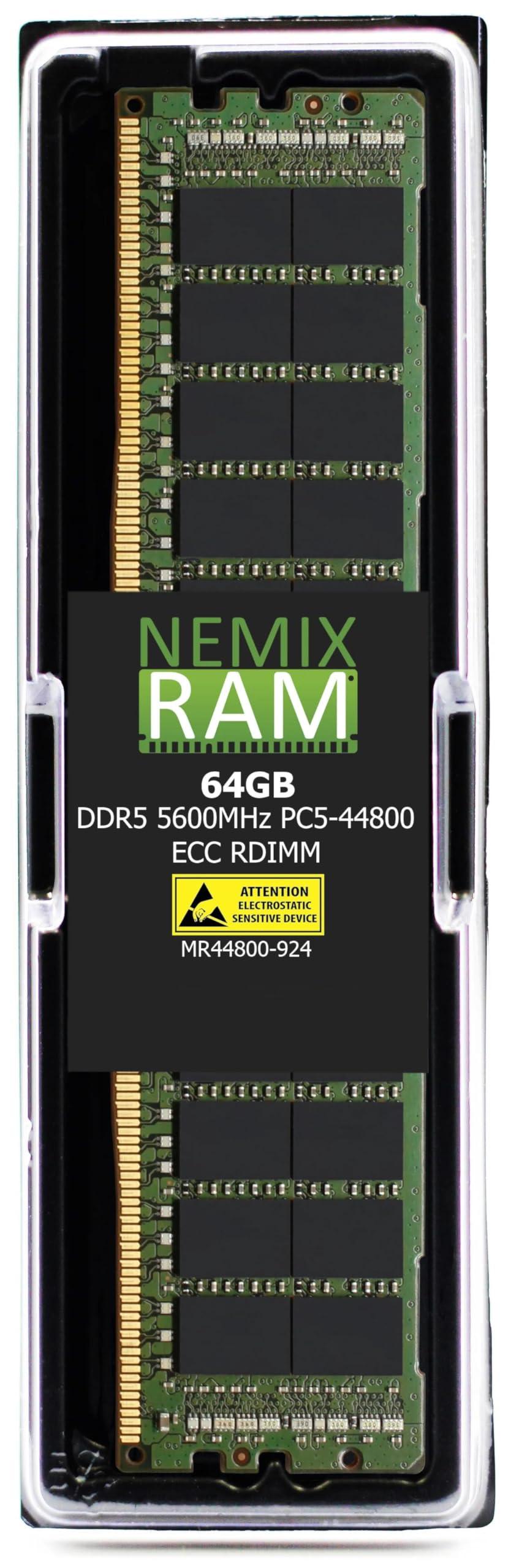 NEMIX RAM NEMIX RAM 64GB (1X64GB) DDR5 5600MHZ PC5-44800 2Rx4 1.1V 288-PIN ECC RDIMM Registered Server Memory