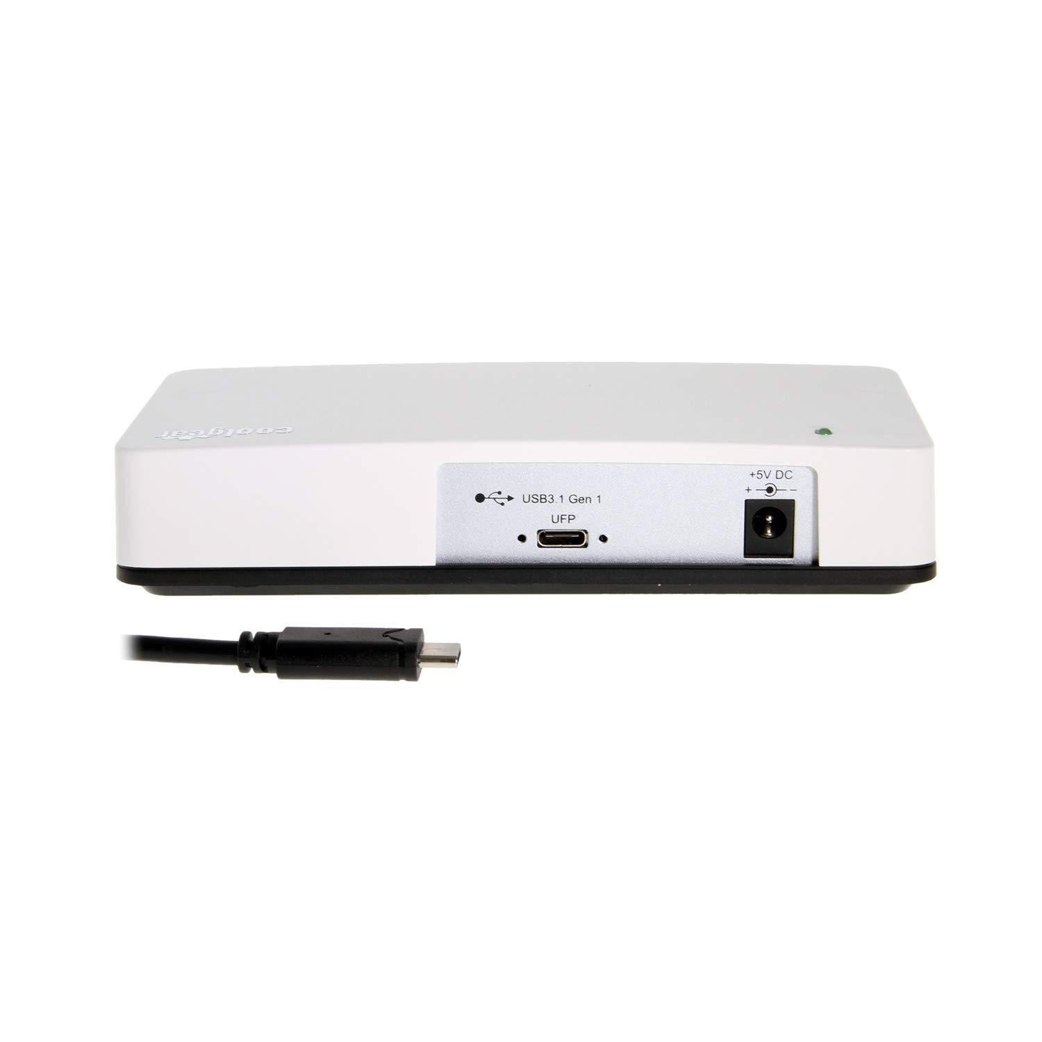 Coolgear 4-Port Gigabit Ethernet to USB3.1 Gen1 Adapter w/Mounting Kit