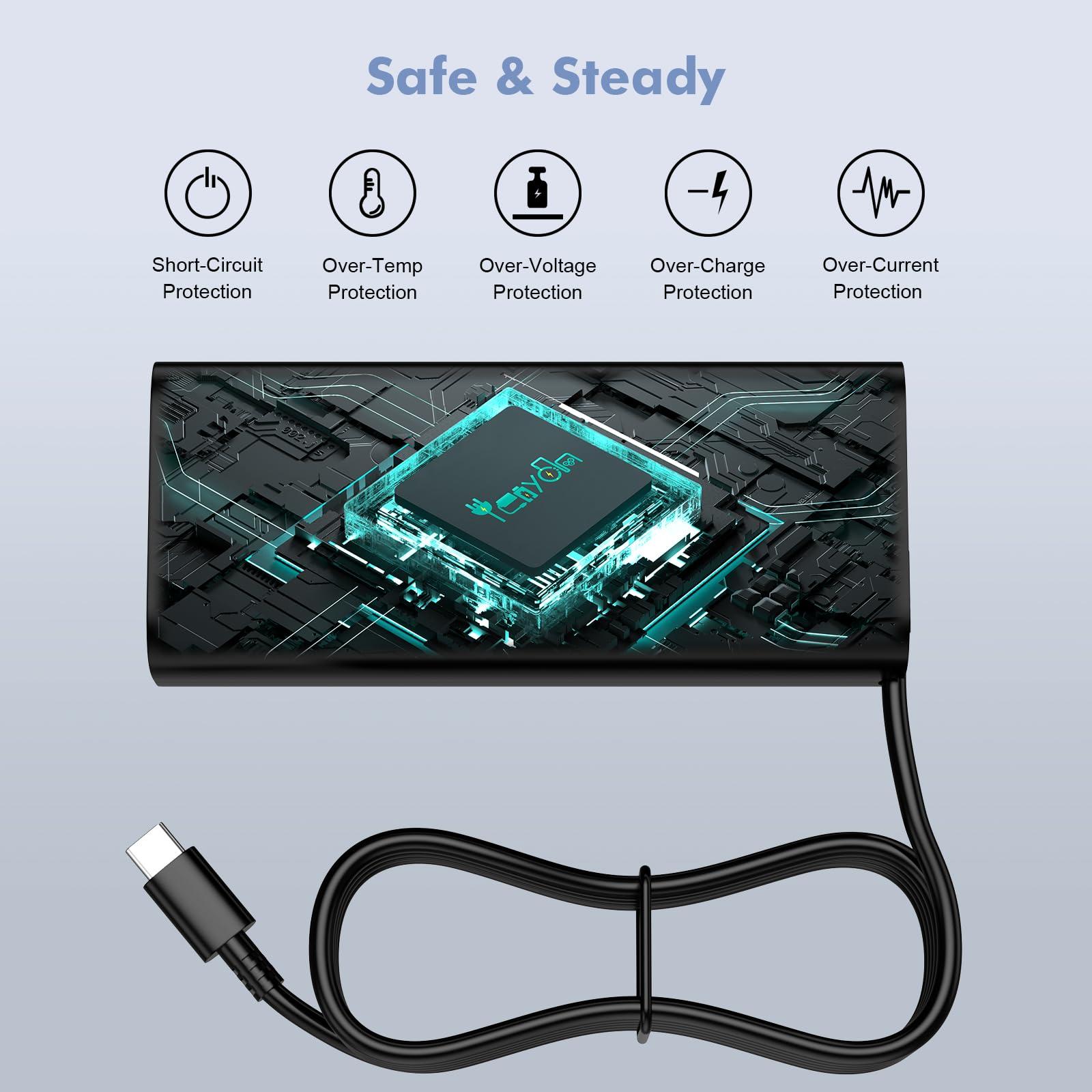 Yenyoh Replacement for Dell Laptop Charger USB C 65W 45 Watt - Slim AC Adapter for Dell Latitude 5420 Charger 5540 5520 7420 5440, XPS 13 Chromebook 3100 Computer Type C Fast Charging Long Power Cord 11ft