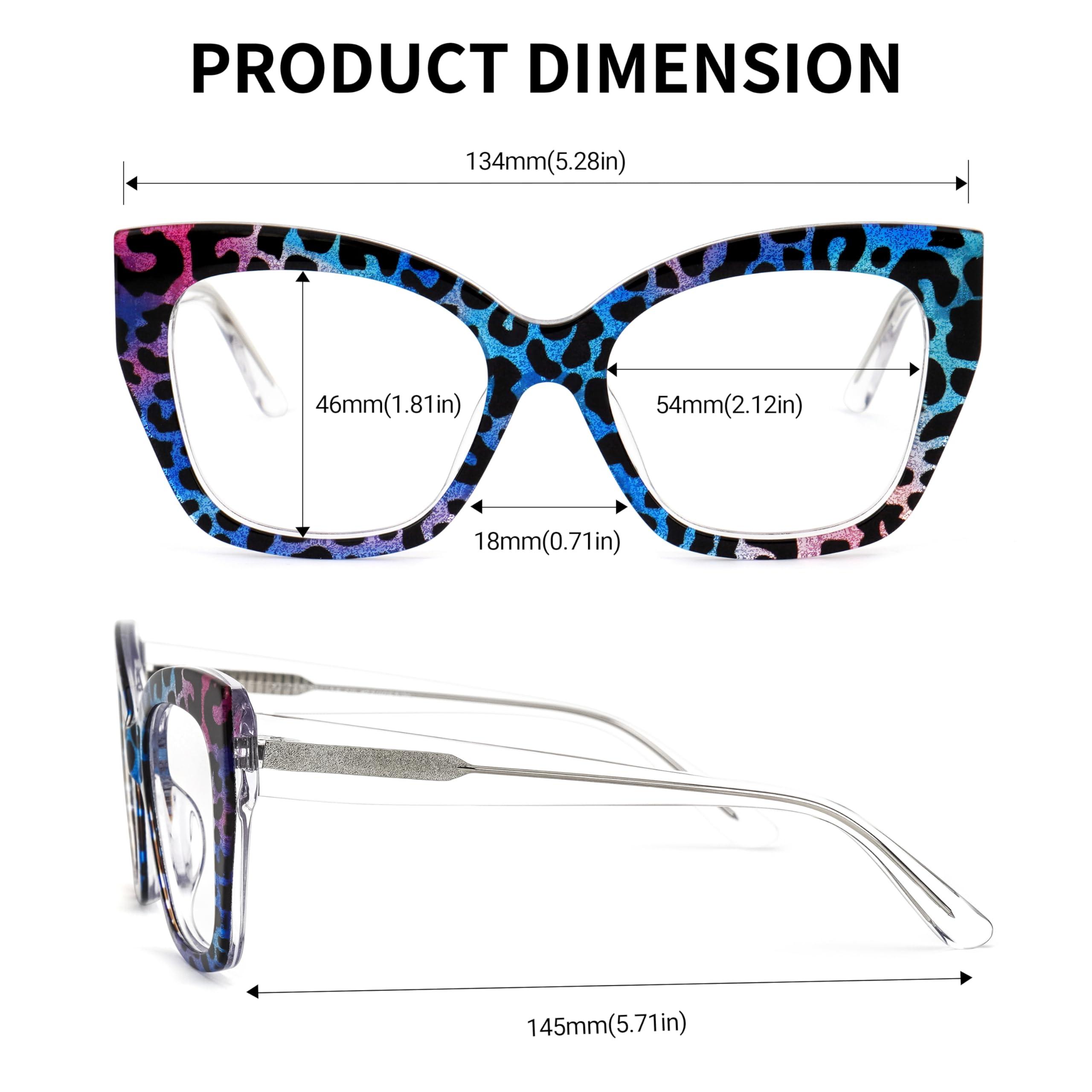 VOOGLAM VOOGLAM Square Women's Non-Prescription Glasses with HD Clear Lenses in Multicolor Leopard Acetate Frame