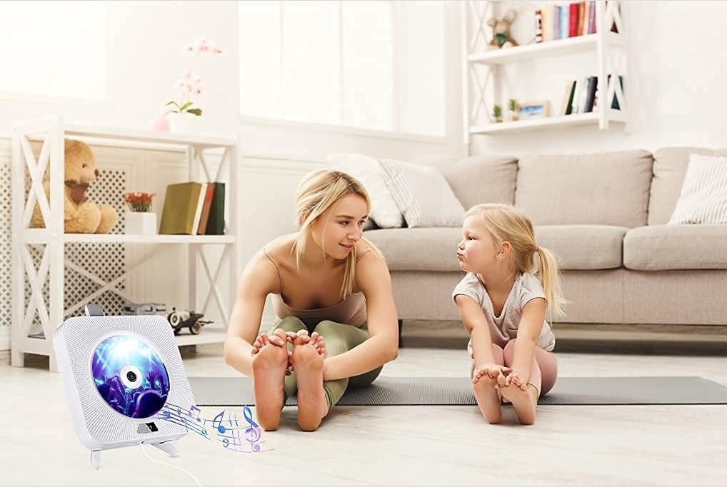 Gimigo Portable CD Player with Bluetooth, Wall Mountable CD Player with Dust Cover,FM Radio,Built-in Speakers,USB Port,AUX Input,LCD Display