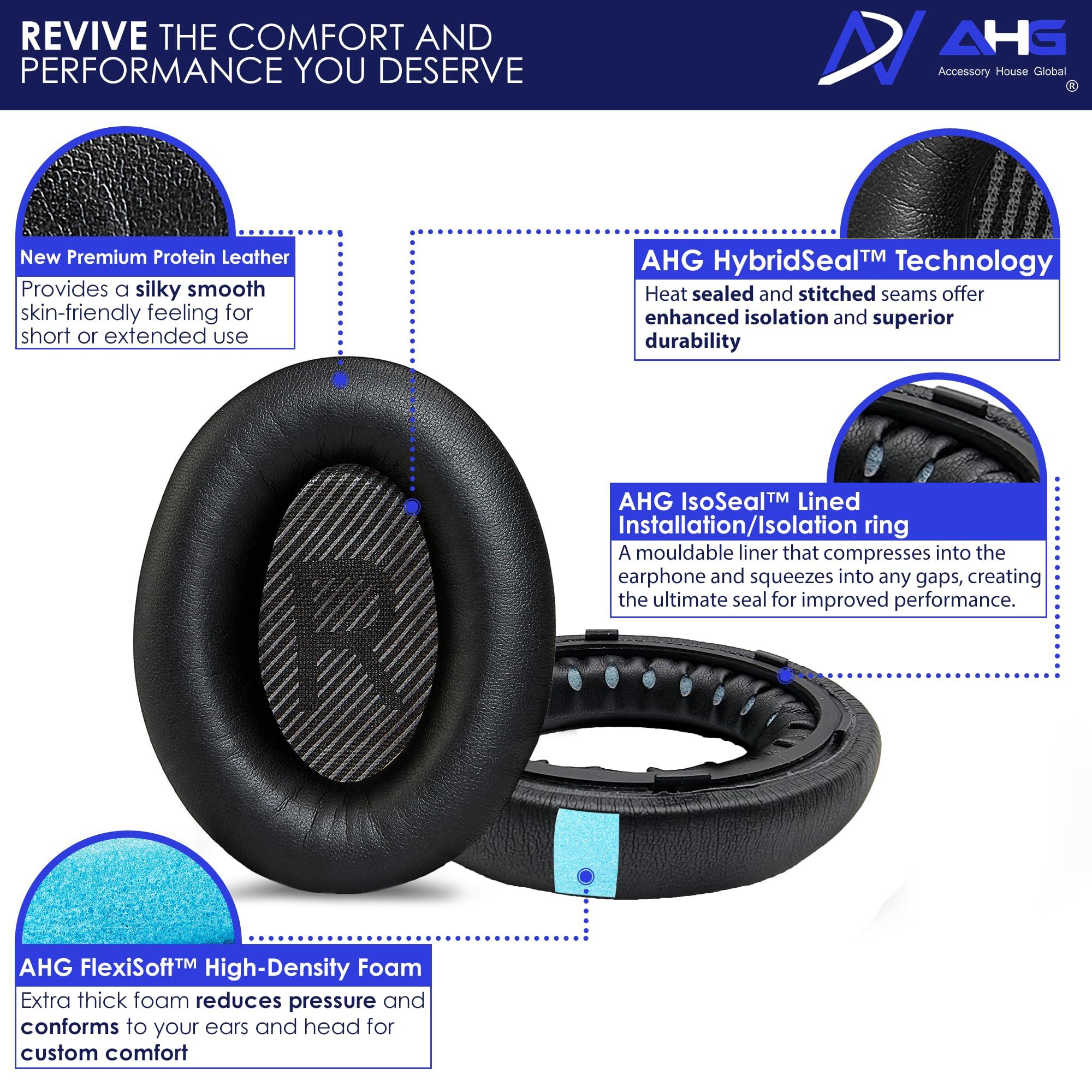 AHG Accessory House Global AHG nc 700 Replacement earpads Cushions Compatible with Bose nc700 Headphones/Bose 700 Noise Cancelling Headphones (Black). Premium PU Leather | Extra Thickness | FlexiSoft High-Density Memory Foam