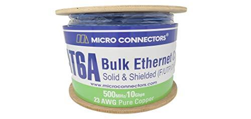 MICRO CONNECTORS Micro Connectors 500 FT CAT 6A Solid & Shielded (F/UTP) CMR Riser Bulk Ethernet Cable (Blue) with 20 pcs of Shielded Modular Connectors (TR4-570SRBL-KIT)