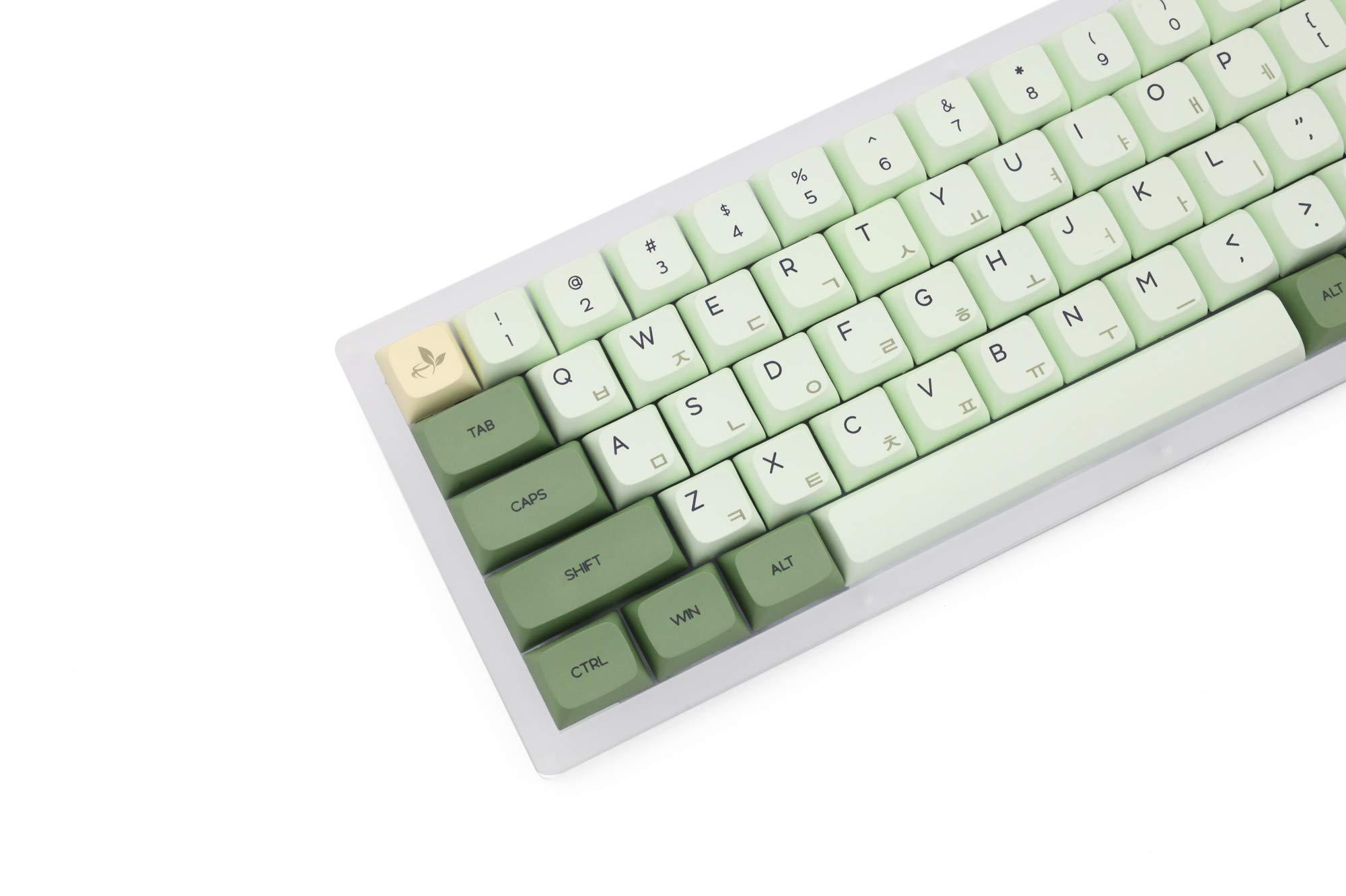 KPREPUBLIC XDA V2 Matcha Green Tea Dye Sub Keycap Set Thick PBT for Keyboard gh60 Poker 87 tkl 104 ansi xd64 bm60 xd68 xd84 xd96 Janpanese (Matcha Set KR x1)