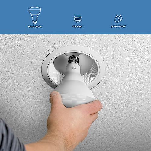 Feit Electric Feit Electric BR30 LED Light Bulb, 65W Equivalent, Dimmable, 650 Lumens, E26 Standard Base, 2700K Soft White, 90 CRI, Recessed Can Light Bulbs, 22-Year Lifetime, BR30DM/927CA/4, 4 Pack