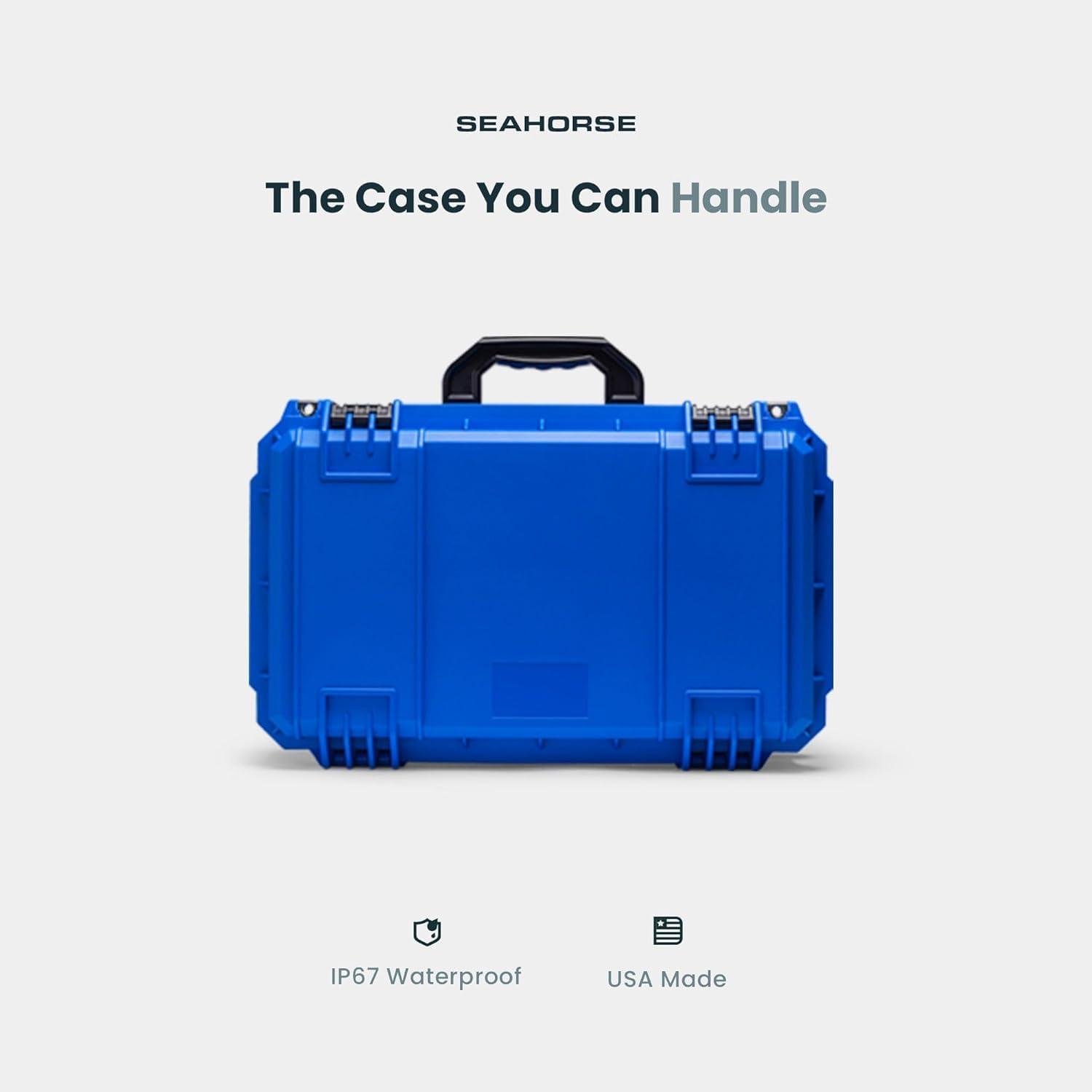 Seahorse Seahorse 830 Heavy Duty Protective Dry Box Case W/Padded Dividers - TSA Approved / IP67 Waterproof/USA Made for Professional, Amateur Photographers and Camera Enthusiasts