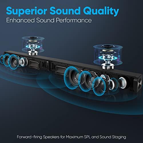 Pyle Pyle Wave Base Sound bar with Bluetooth for TV Tabletop Digital Audio Speaker System/Home Theater, Gaming, Projectors, with Remote Control, Inputs AUX, Optical in, USB - PSBV110B