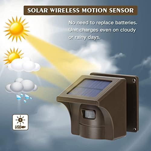 eMACROS eMACROS Long Range Solar Wireless Driveway Alarm Outdoor Weather Resistant Motion Sensor & Detector-Security Alert System-Monitor & Protect Outside Property