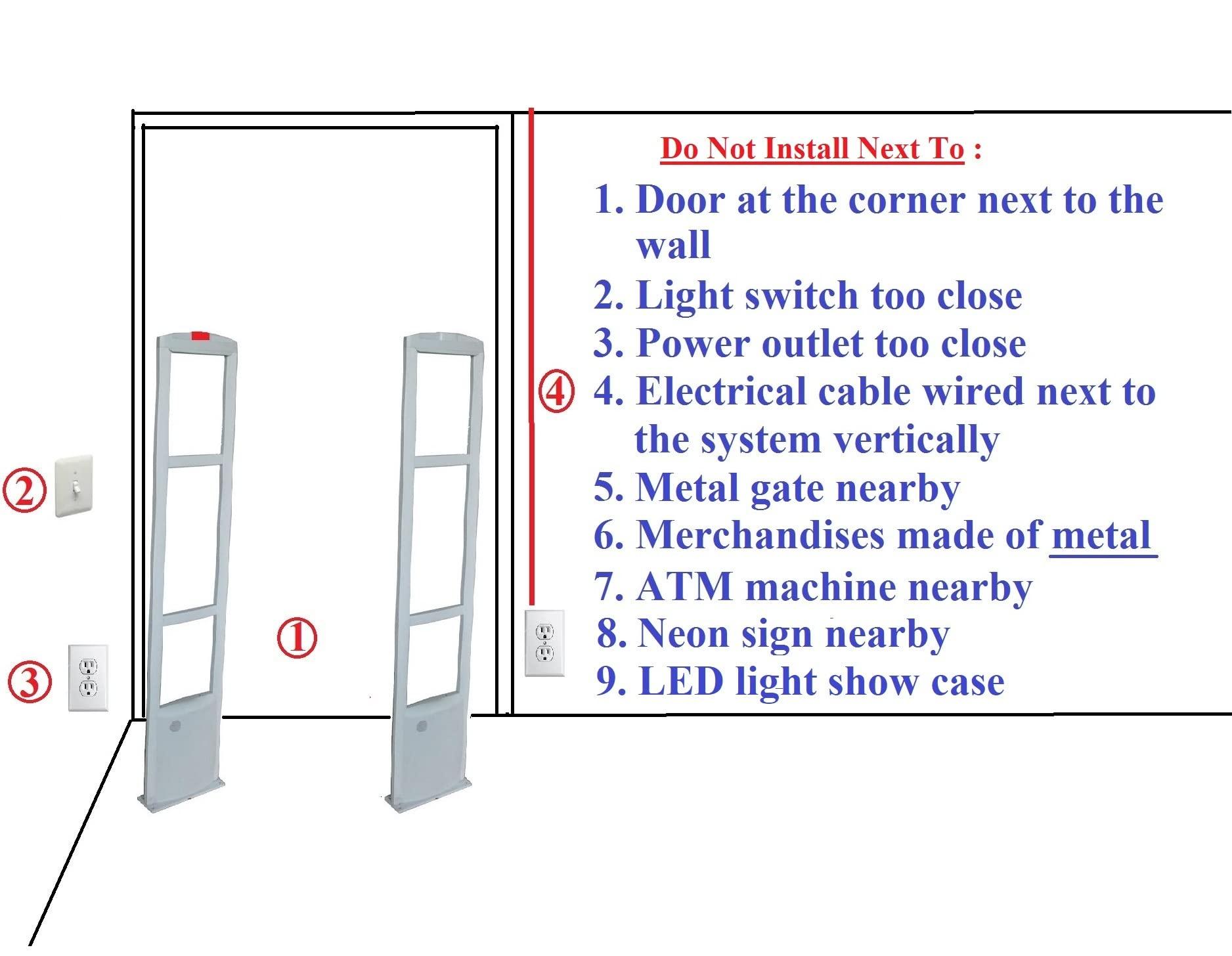 Easmartech Full Starter Pack - EAS RF Retail and Clothing Store Security Tower Antenna System + 1000 Tags and Warning Stickers. Great for Shop Protection, Boutiqes, Store Security System Asset Protection