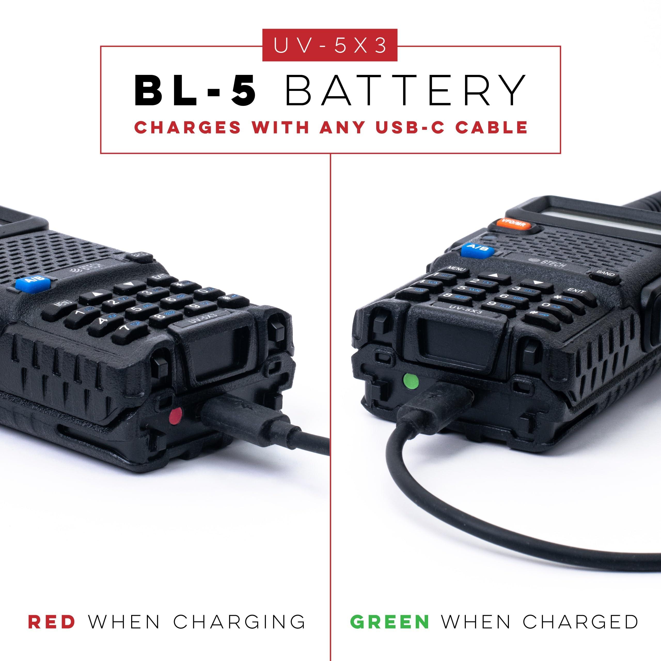 BTECH BTECH UV-5X3 Tri-Band Radio: High-Power Amateur Handheld with USB-C Charging - VHF, 1.25M, UHF - Customizable Features - Comprehensive Accessory Bundle Included