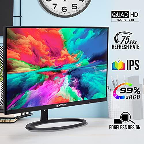 Sceptre Sceptre IPS 27 Inch 2K 2560 x 1440p QHD 75Hz DisplayPort HDMI 99% sRGB Build-in Speakers Machine Black (E275W-QPT)