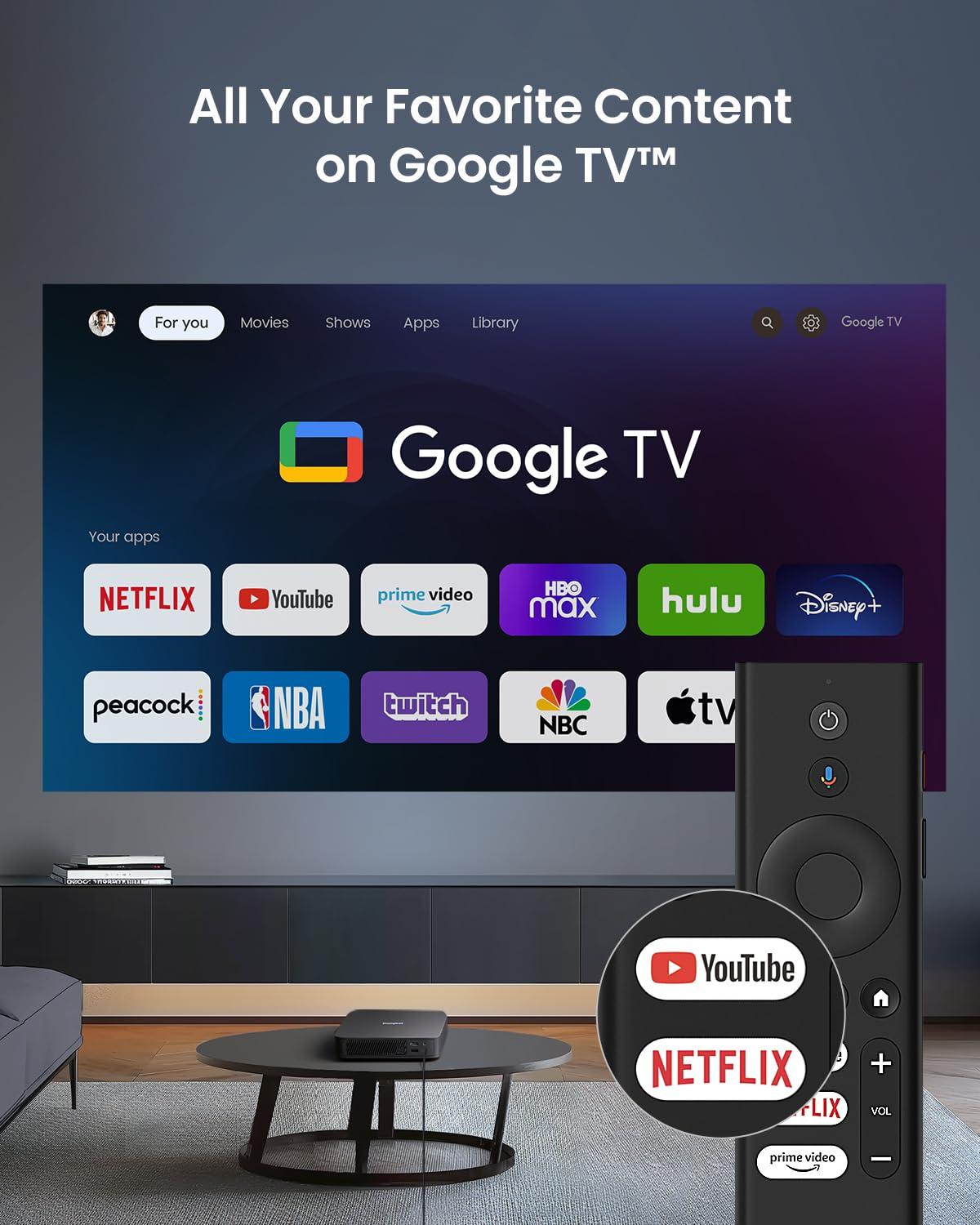 Dangbei Dangbei Atom Laser Projector, 1200 ISO Lumens, 3D Ready, Official Netflix, 1080p HD with 4K HDR Input, 180" Display, HDR10, 2x5W Dolby Audio Speakers, Home Theater Projector with WiFi and Bluetooth