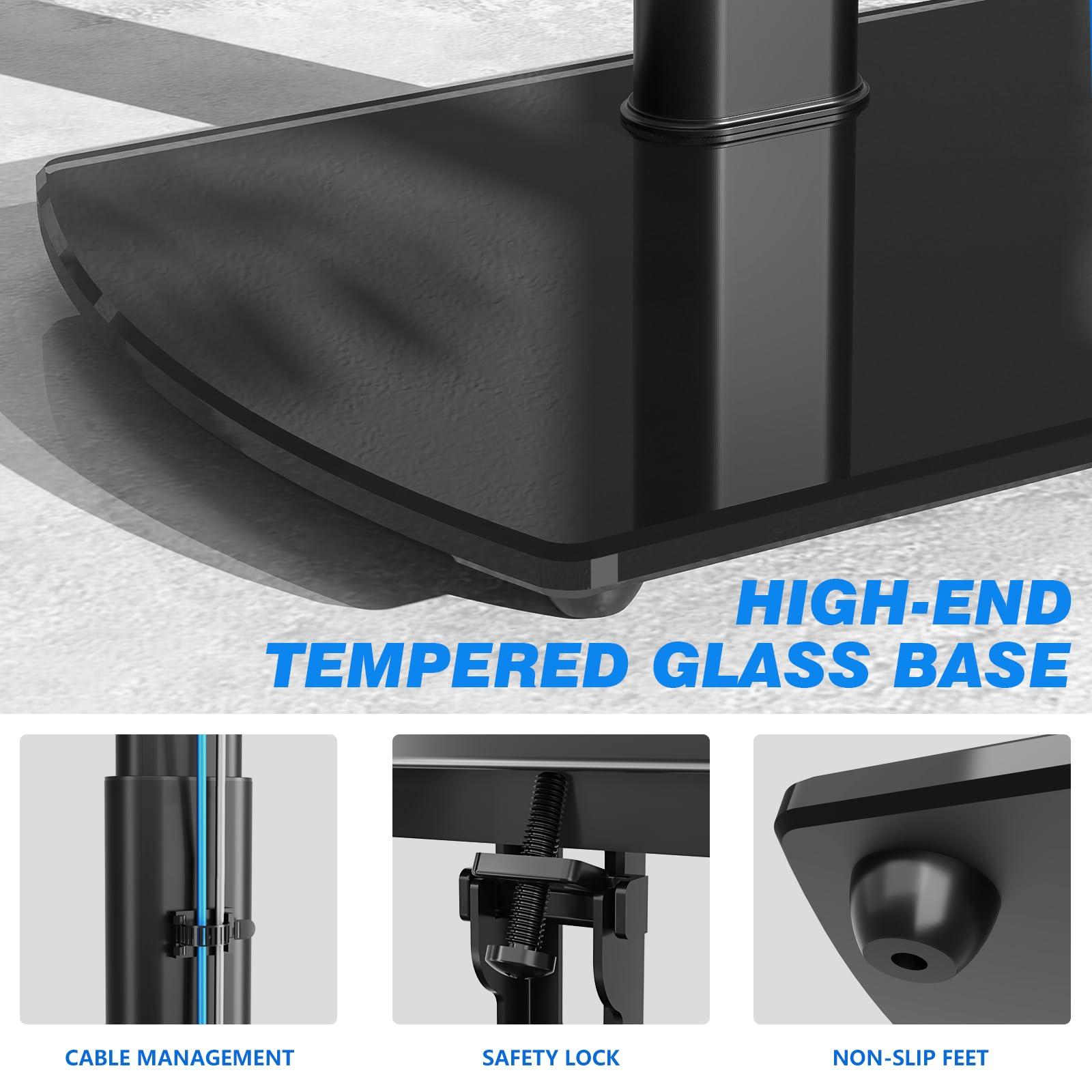 Rfiver Rfiver Swivel TV Floor Stand with Mount for Apple TV/Roku Ultra, Universal for 32-65 Inch LCD LED Flat Screen, Height Adjustable TV Mount Stand with Shelf, Space Saving Corner TV Stand for Home Office