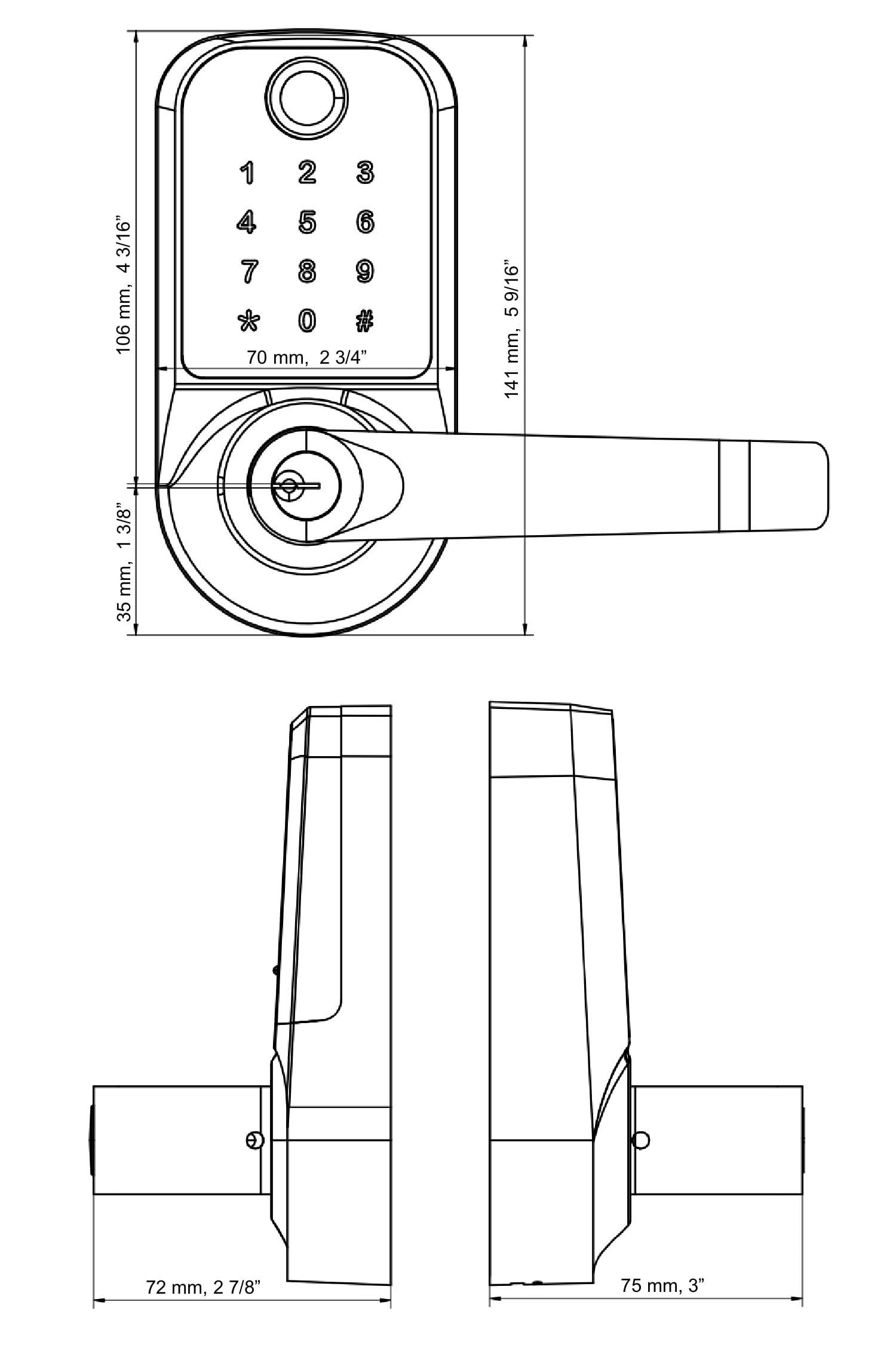 SCYAN Smart Door Lock, Scyan X1, 5 in 1 Fingerprint Biometric Door Lock, Touchscreen Keypad Door Lock, Key Fob, Auto Locking, for Office, Home, Airbnb, Rental House (Brush Nickel)