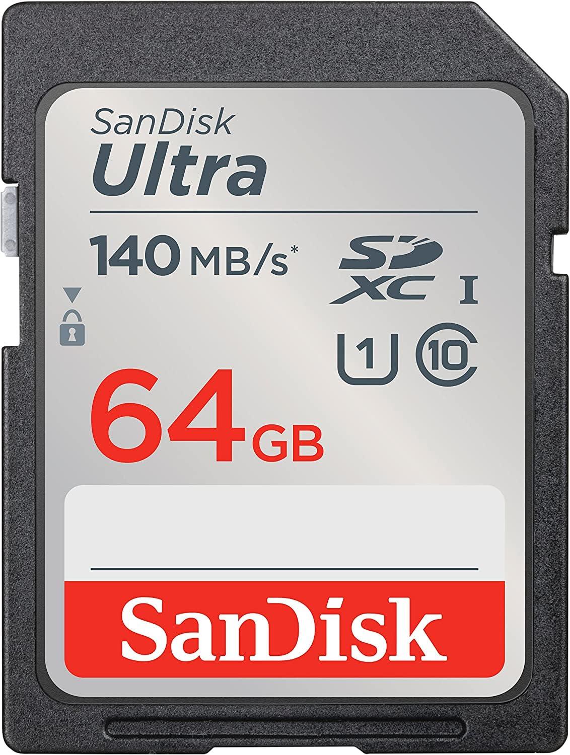 SanDisk SanDisk 64GB Ultra SDXC UHS-I Class 10 Memory Card 140MB/s U1, Full HD, SD Camera Card SDSDUNB-064G (5 Pack) Bundle with (5) GoRAM Plastic Cases