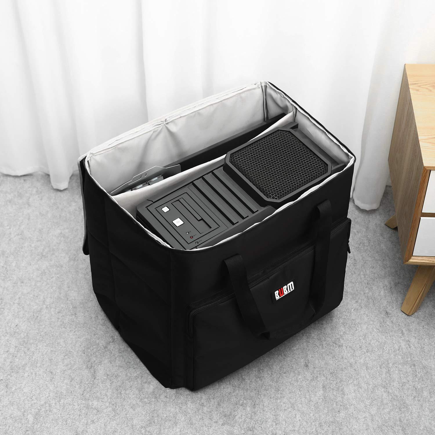 BUBM BUBM Desktop Computer Tower and Monitor Carrying Case,Protable Travel Tote Bag for PC Chassis, Monitor(Up to 24inch), Keyboard and Mouse,Black, Desktop Computer+ Monitor Bag, 3 light 24", Travel