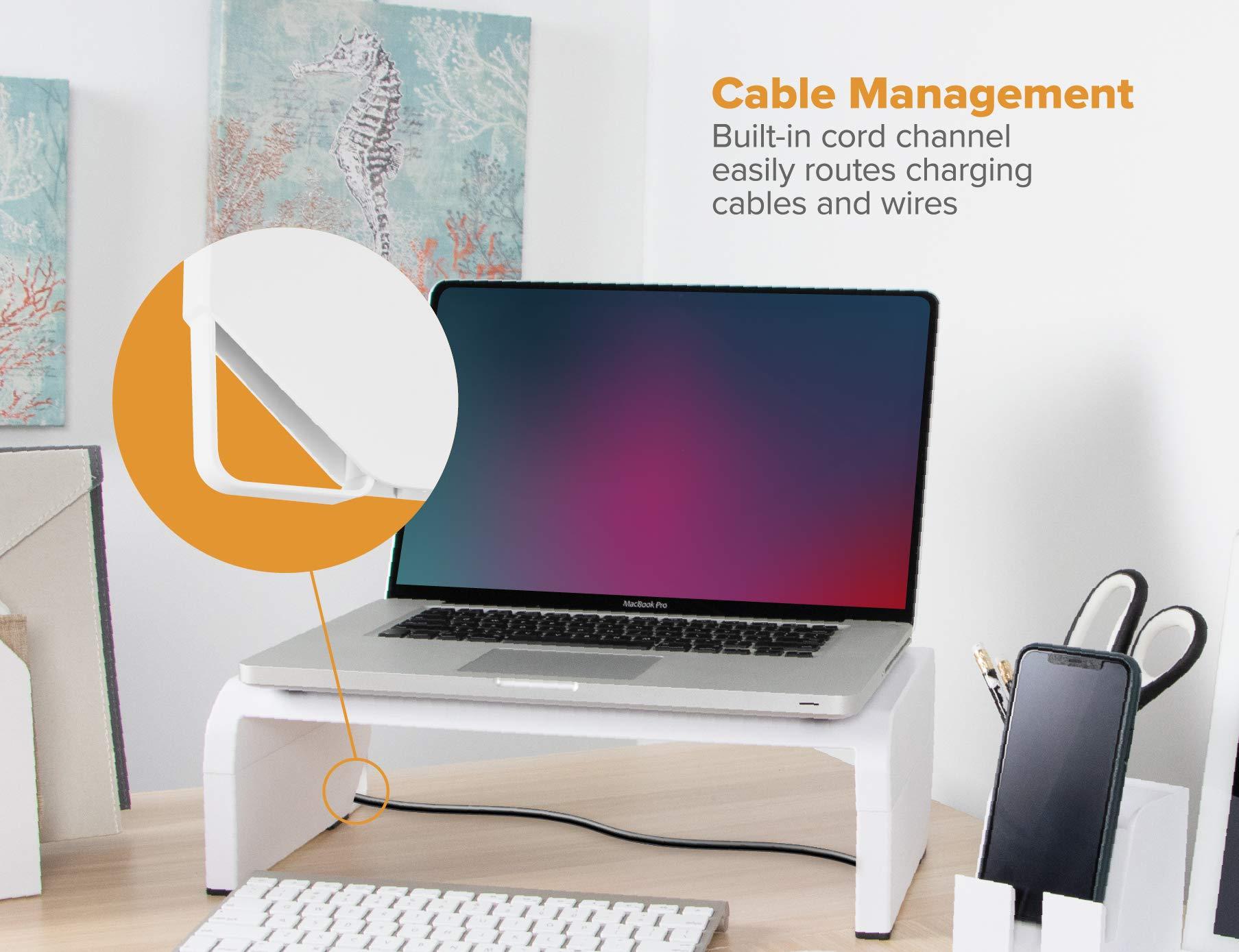 Bostitch Bostitch Office Konnect Adjustable Monitor Stand Riser, 4 Height Adjustments, Built-In Cable Management, Rubber Feet - White