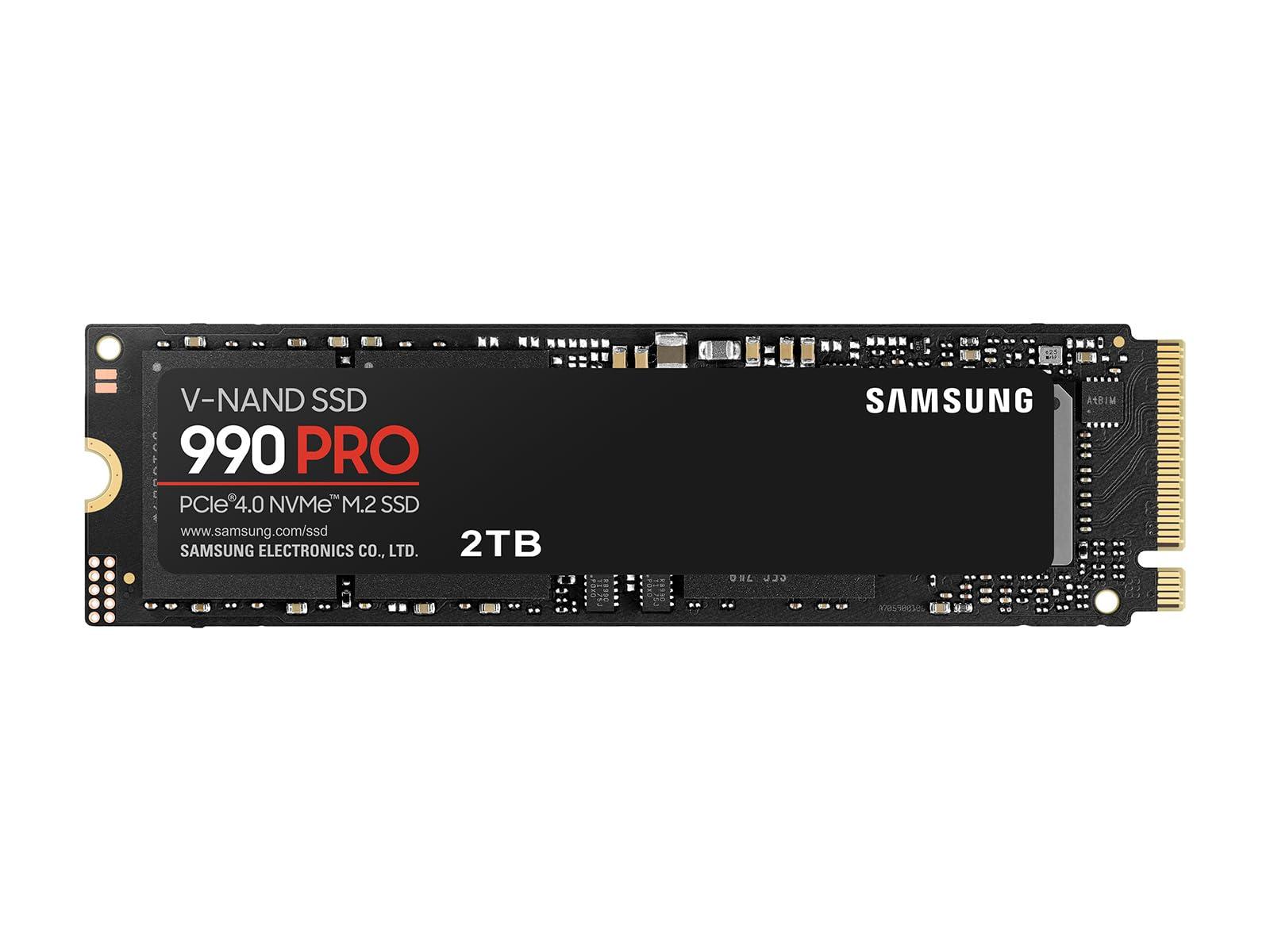 SAMSUNG SAMSUNG 990 PRO SSD NVMe M.2 PCIe Gen4, M.2 2280 Internal Solid State Hard Drive, Seq. Read Speeds Up to 7,450 MB/s for High End Computing, Gaming, and Heavy Duty Workstations, MZ-V9P2T0B/AM