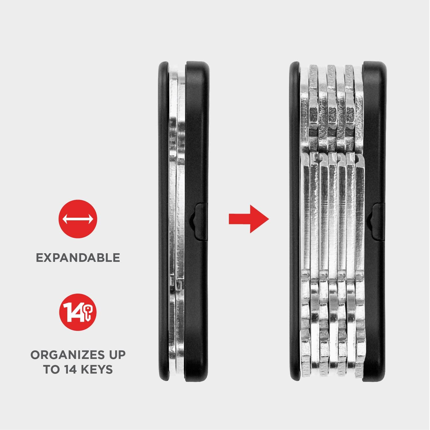 KEY SMART KeySmart iPro Smart Key Tracker - Apple Find My App Compatible, Find Your Lost Keys Key Organizer Keychain Holder, Compact Trackable Key Chain Keyholder, LED Flashlight (up to 14 Keys, Black)