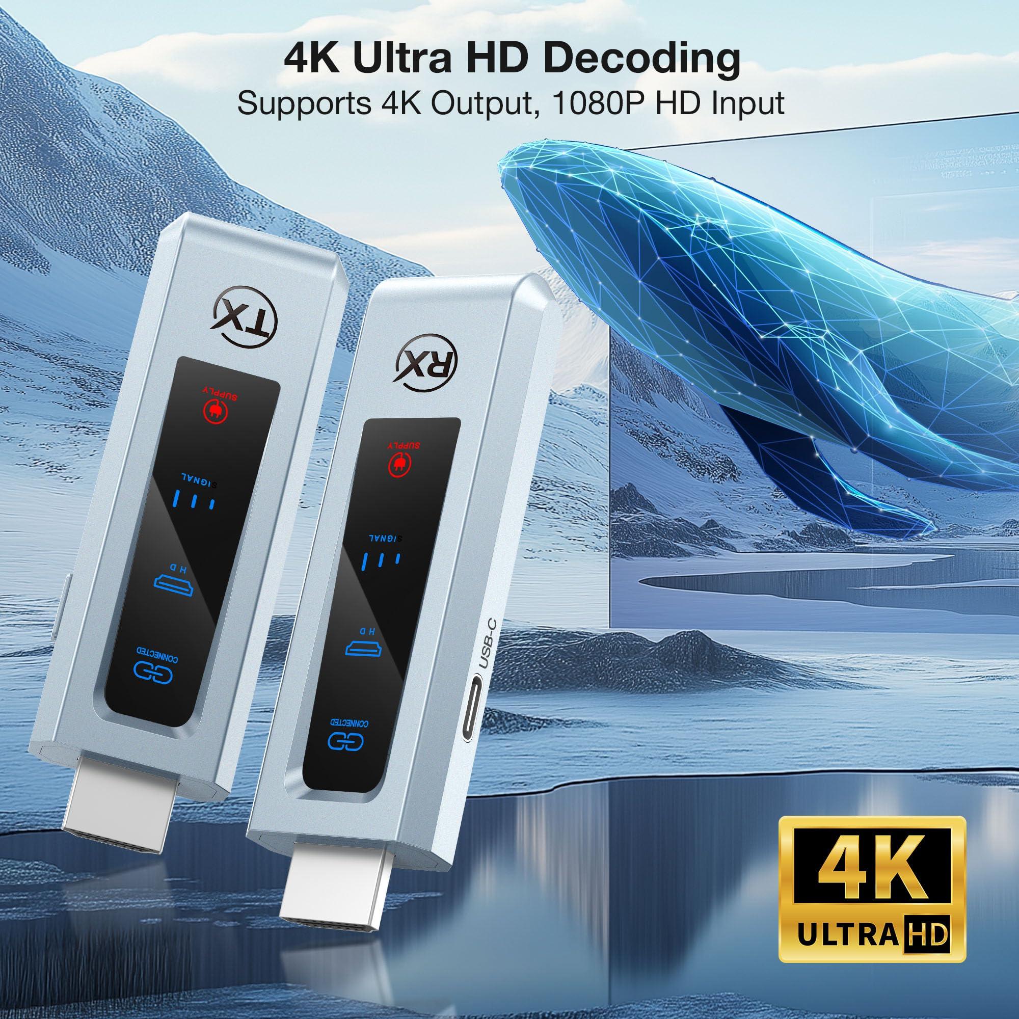 BRAIDOL Wireless HDMI Transmitter and Receiver, HD Extender Plug & Play Portable 2.4G/5G with LED Screen Wireless HDMI Kit for Streaming Video and Audio to Monitor from Laptop/PC/TV Box/Projector