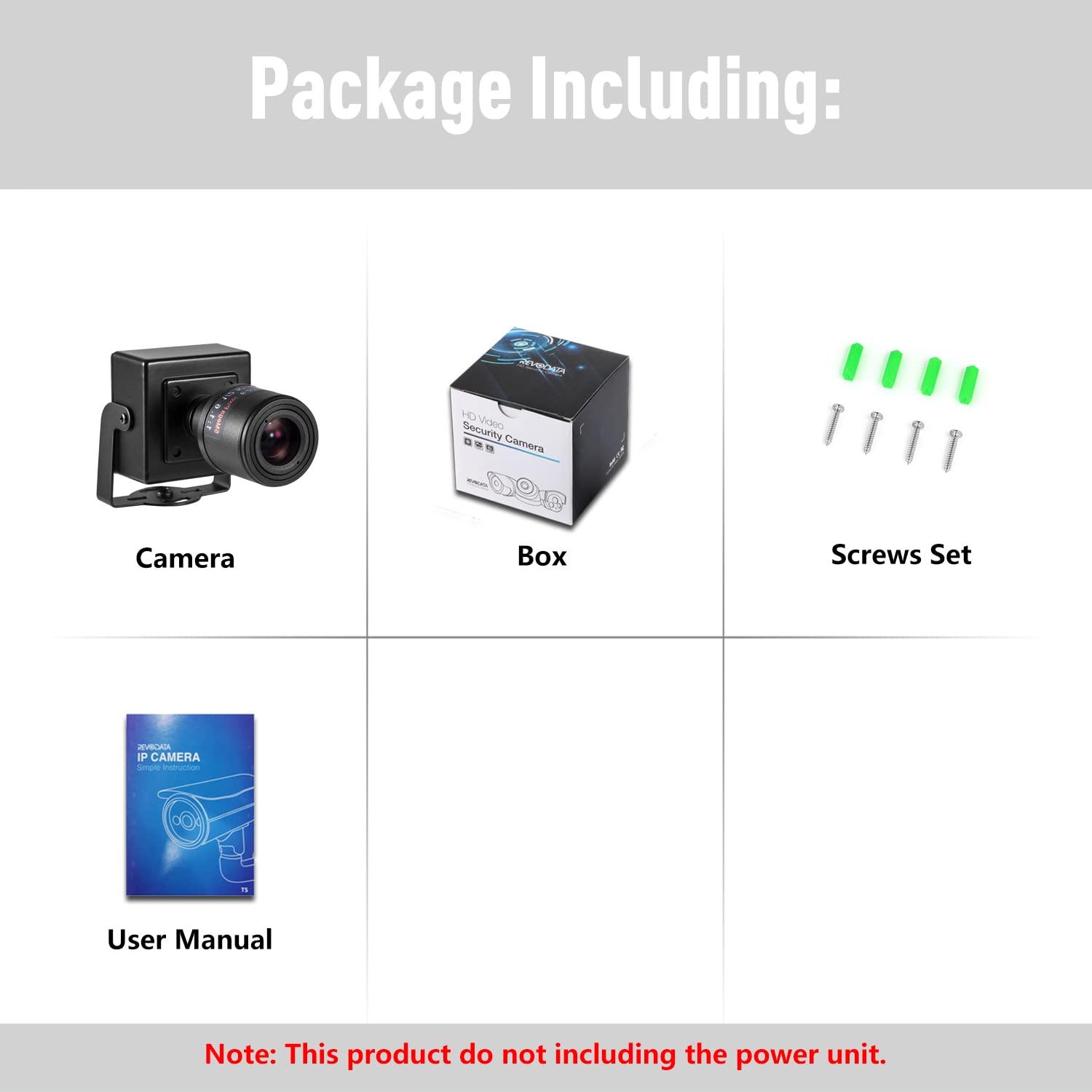 REVODATA REVODATA 5MP POE IP Mini Camera, 6-22mm Manual Zoom Lens Ultra HD 2880x1620P Small Indoor H.265 Surveillance Camera,PC/Phone App,Motion Detection (I712-2-P)