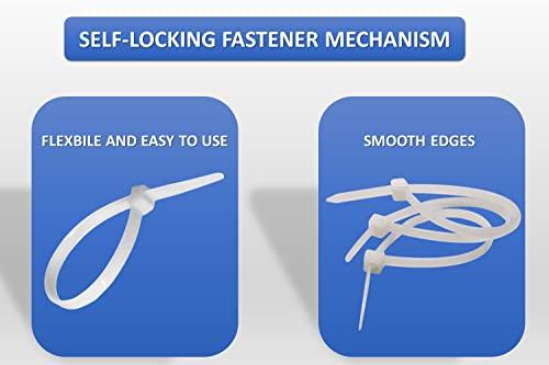 KABLE KONTROL Kable Kontrol Heavy Duty Cable Zip Ties 100 Pcs 9 Inch, Natural White, 250 Lbs Tensile Strength, Self-locking Nylon Clear Plastic Wire Ties wraps for Indoor or Outdoor Use