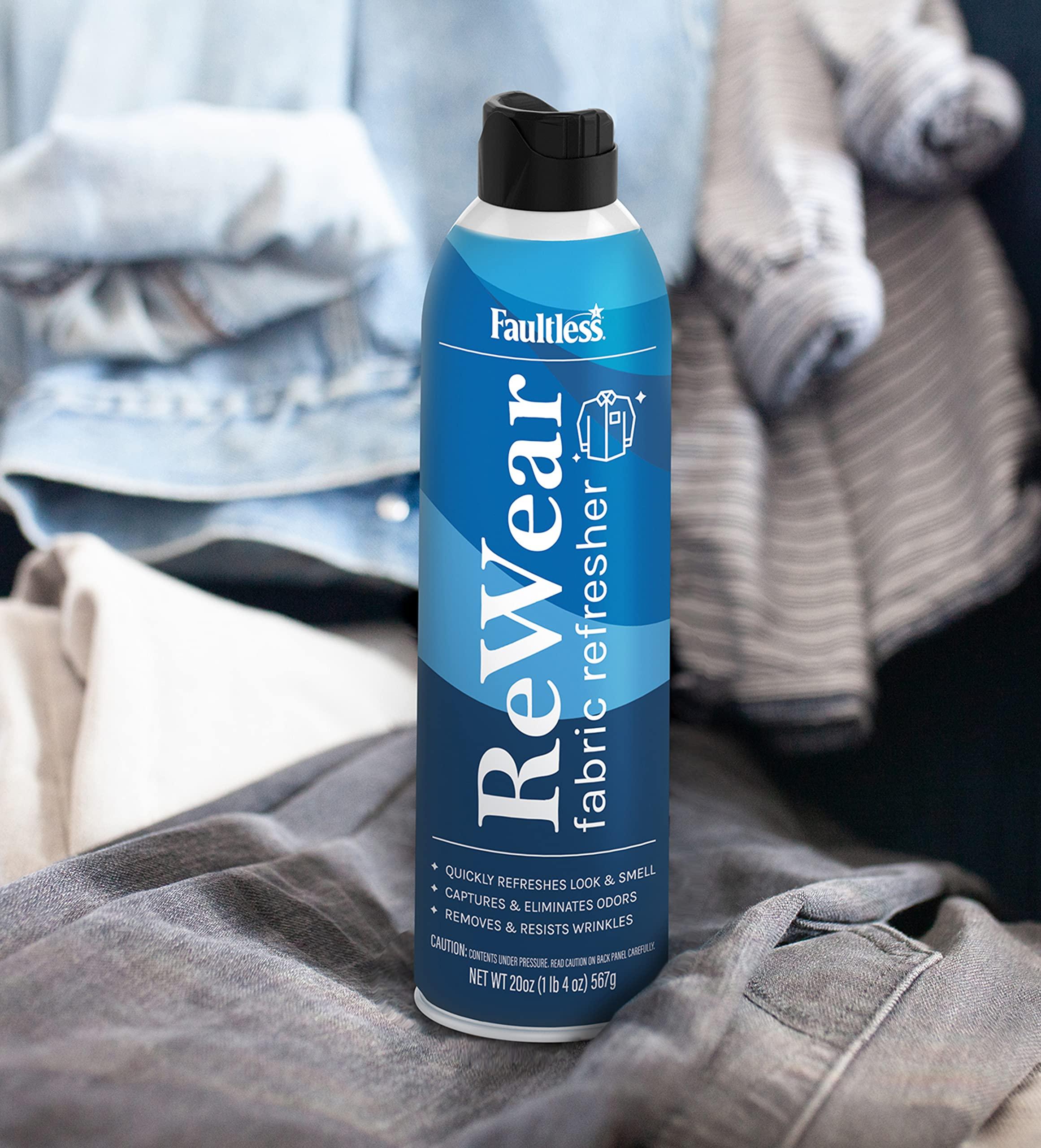 Faultless Faultless ReWear Dry Wash Spray for Clothing Wrinkle Remover, Fabric Refresher Spray, Captures Odors Like Dry Shampoo for Clothes: Fresh Look W/Out Laundry, 20oz