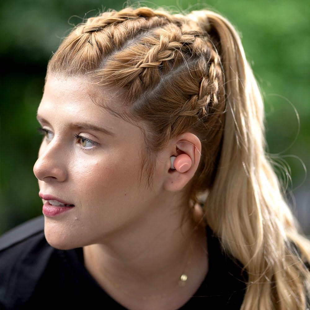 R RADIOSHACK RadioShack High Performance Wireless Headphones, Active Noise Cancelling Earbuds, IPX5 Water Resistant Bluetooth Headphones with 400MAH Battery, Pink