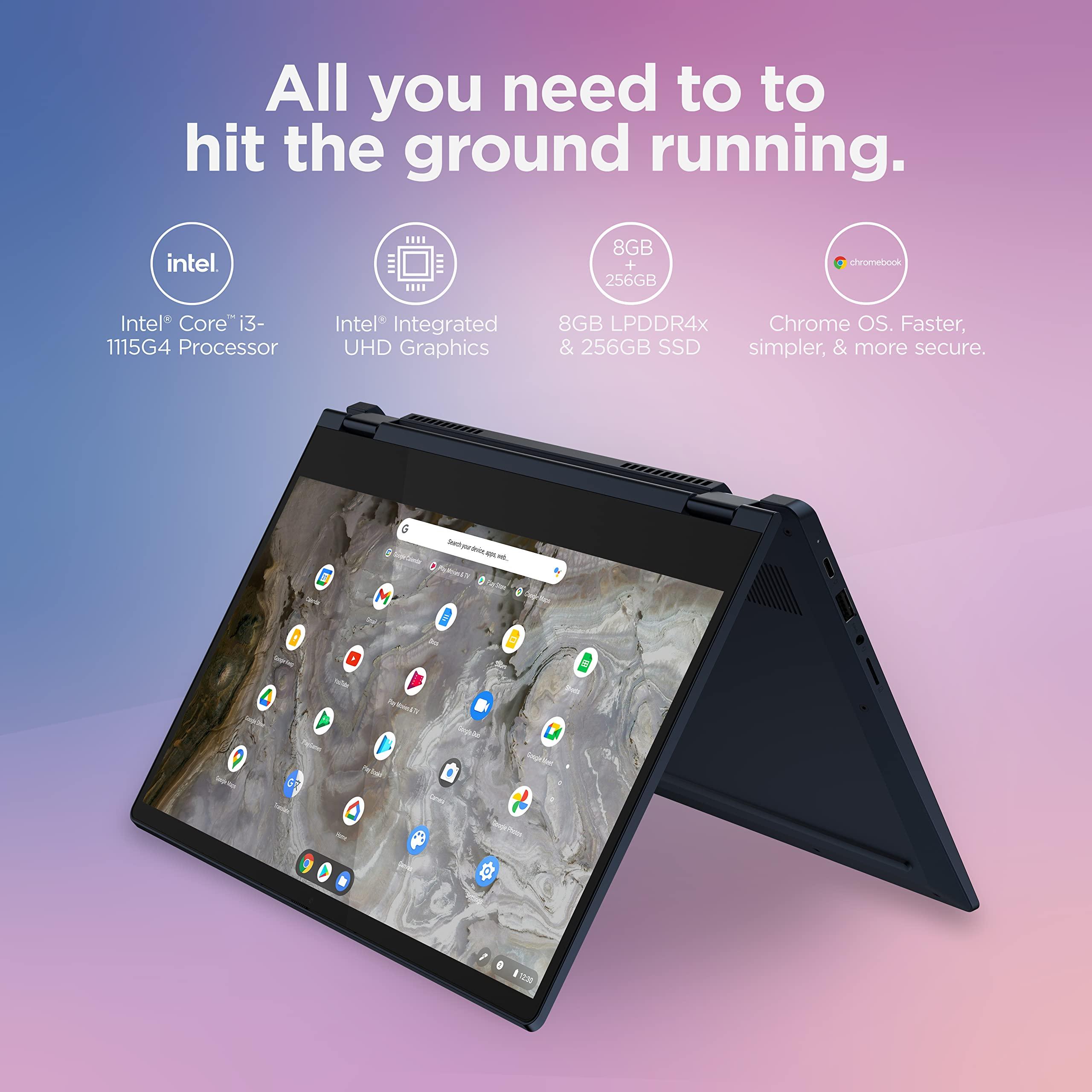 Lenovo Lenovo - 2022 - IdeaPad Flex 5i - 2-in-1 Chromebook Laptop Computer - Intel Core i3-1115G4-13.3"" FHD Touch Display - 8GB Memory - 256GB Storage - Chrome OS (Renewed), Black