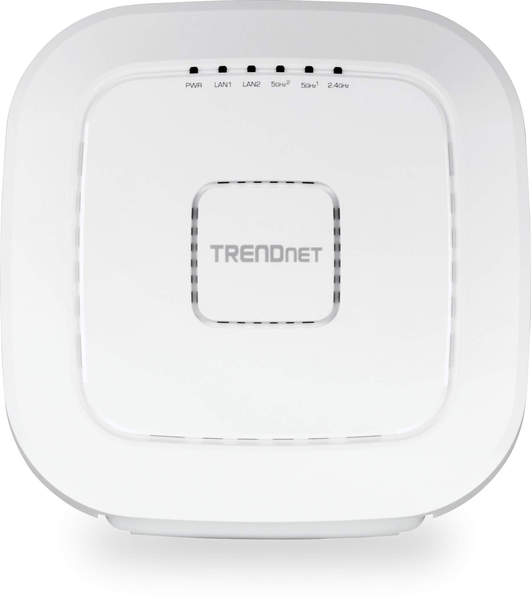 TRENDnet TRENDnet AC2200 Tri-Band PoE+ Indoor Wireless Access Point, 867Mbps WiFi AC + 400Mbps WiFi N Bands, Wave 2 MUMIMO, Client Bridge, WDS, AP, WDS Bridge, WDS Station, Repeater Modes, White, TEW-826DAP