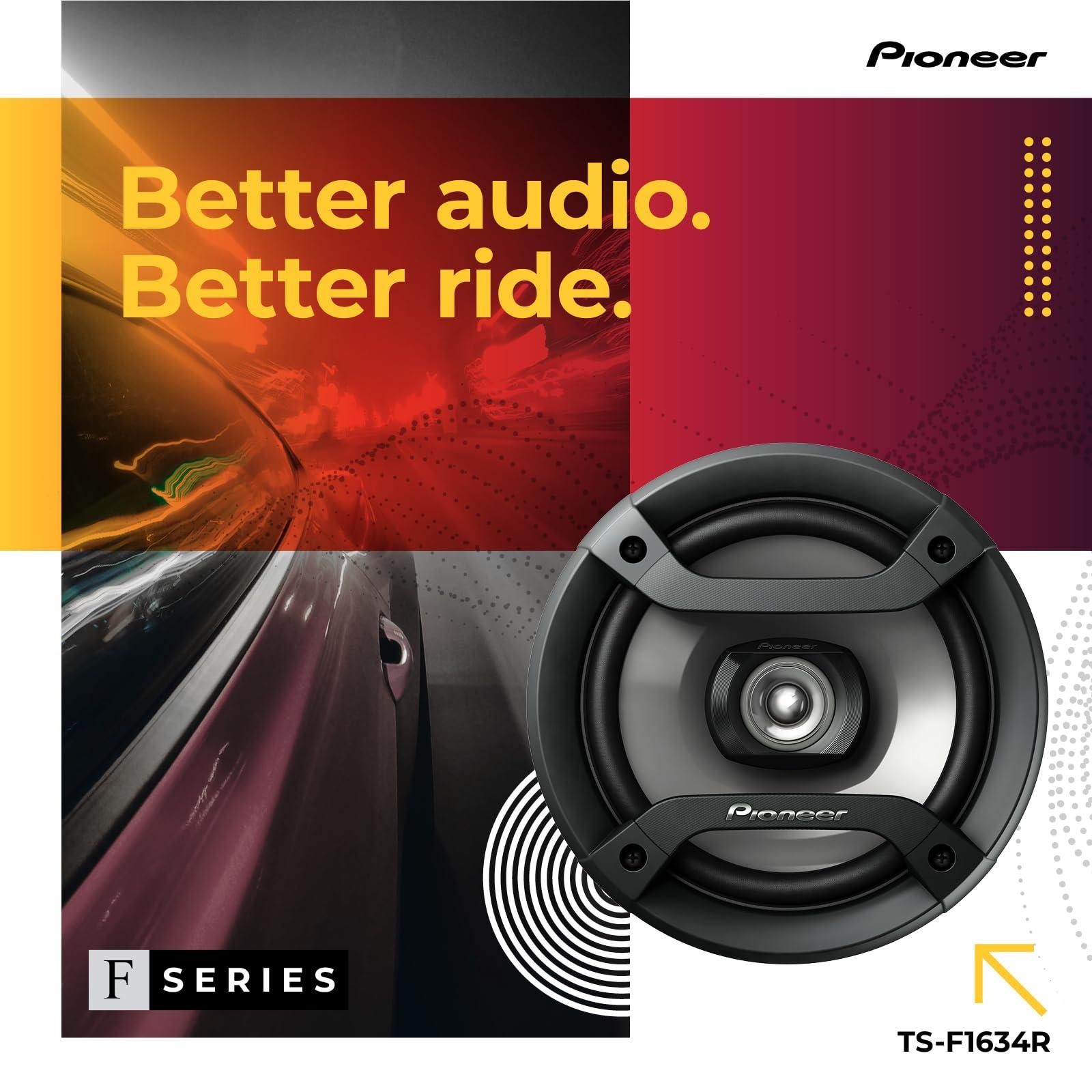 PIONEER Pioneer TS-F1634R 2-Way Coaxial Car Audio Speakers Full Range 6.5\" Round Speakers 200W Max Enhanced Bass Response Easy Installation Black Car Speakers