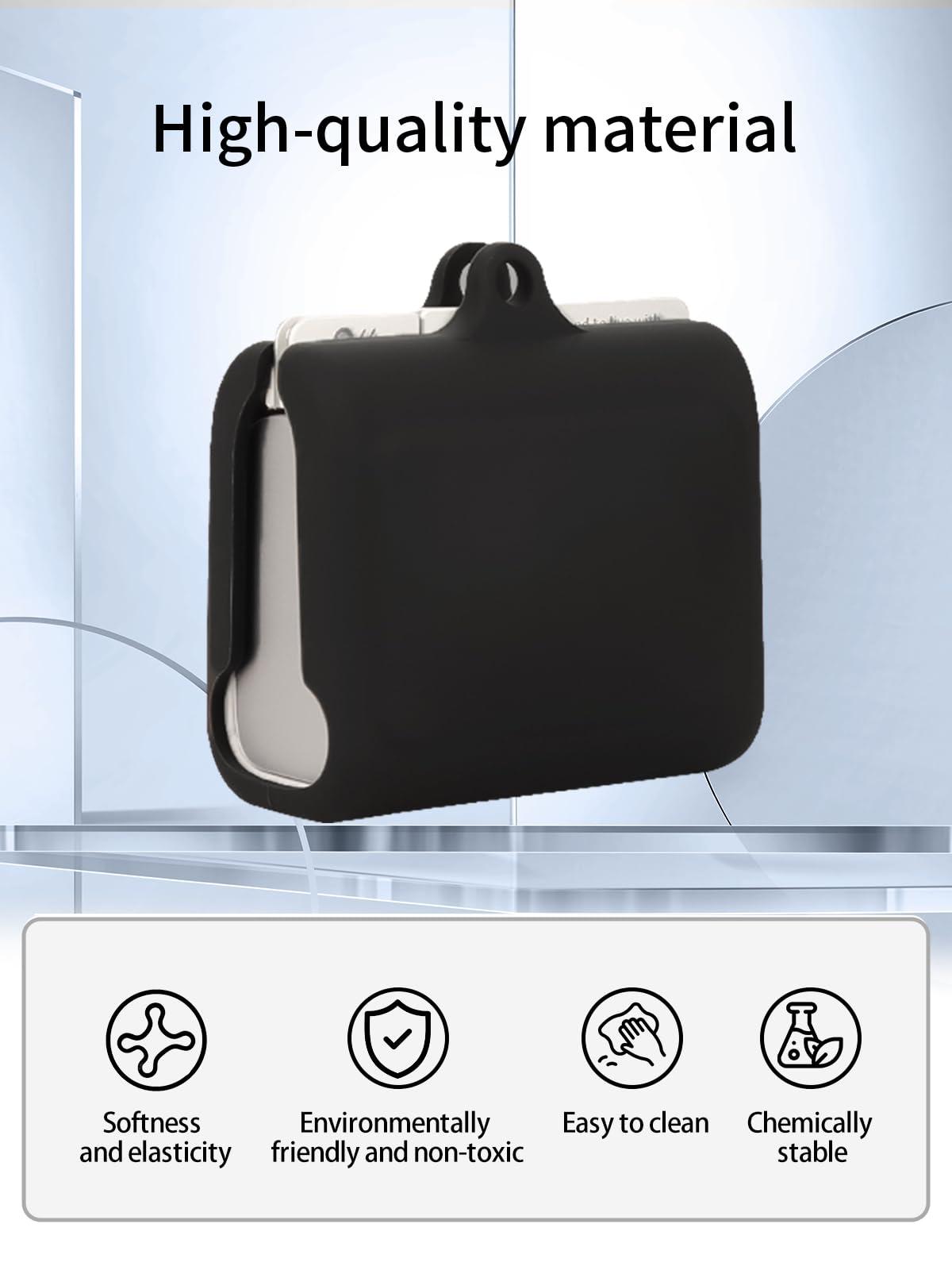 WUNIAK Case for ByteDance Ola Friend AI Agent Earphones 2024,WUNIAK Soft Silicone Protective Portable Scratch Shock Resistant Shell with Cleaner Kit & Carabiner & LanyardBlack