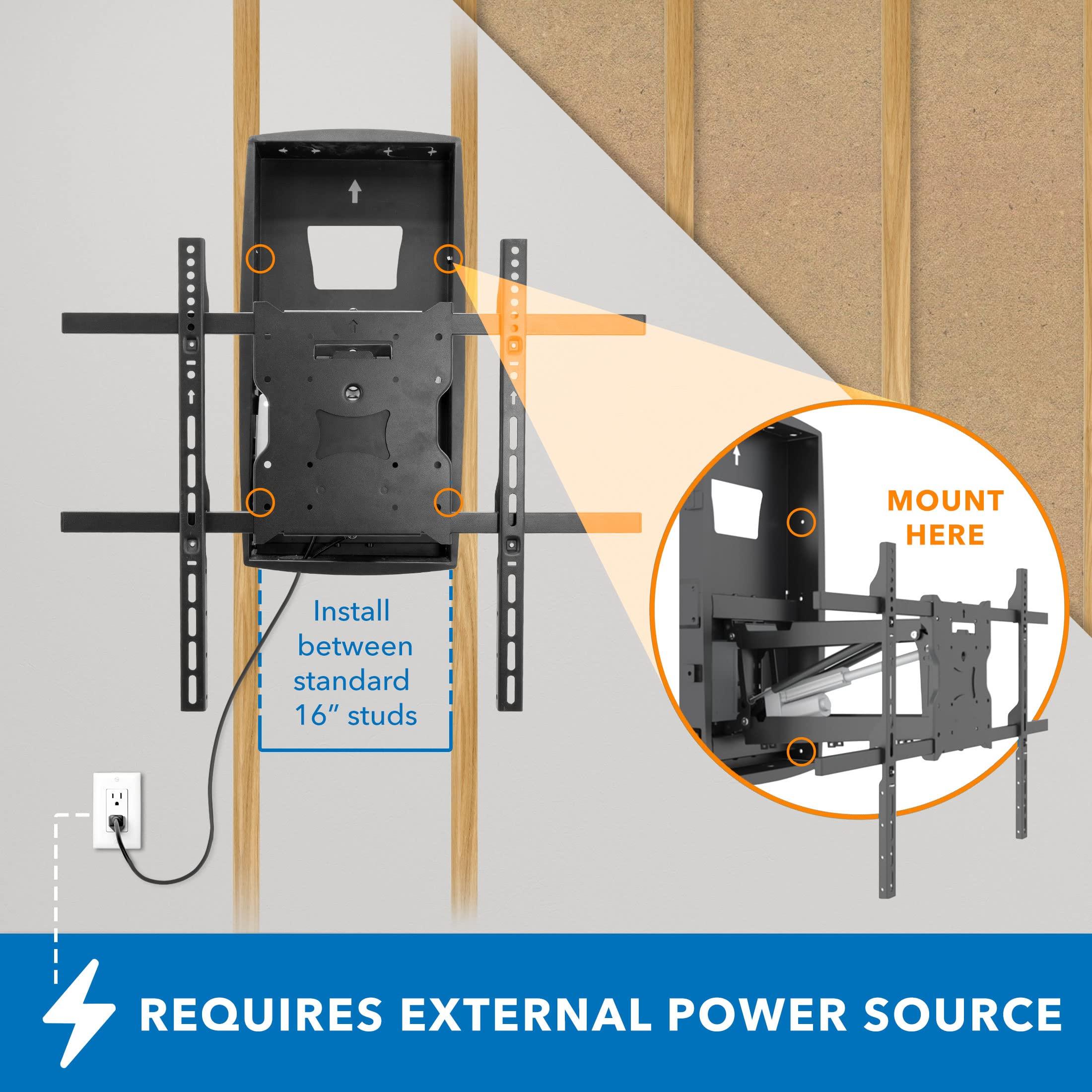 Mount-It! Mount-It! Motorized Fireplace TV Wall Mount, Electric TV Mount with Height Adjustable Drop Down Arms for Mantel Installation, Fits 65, 70, 75, 80 Inch Screens