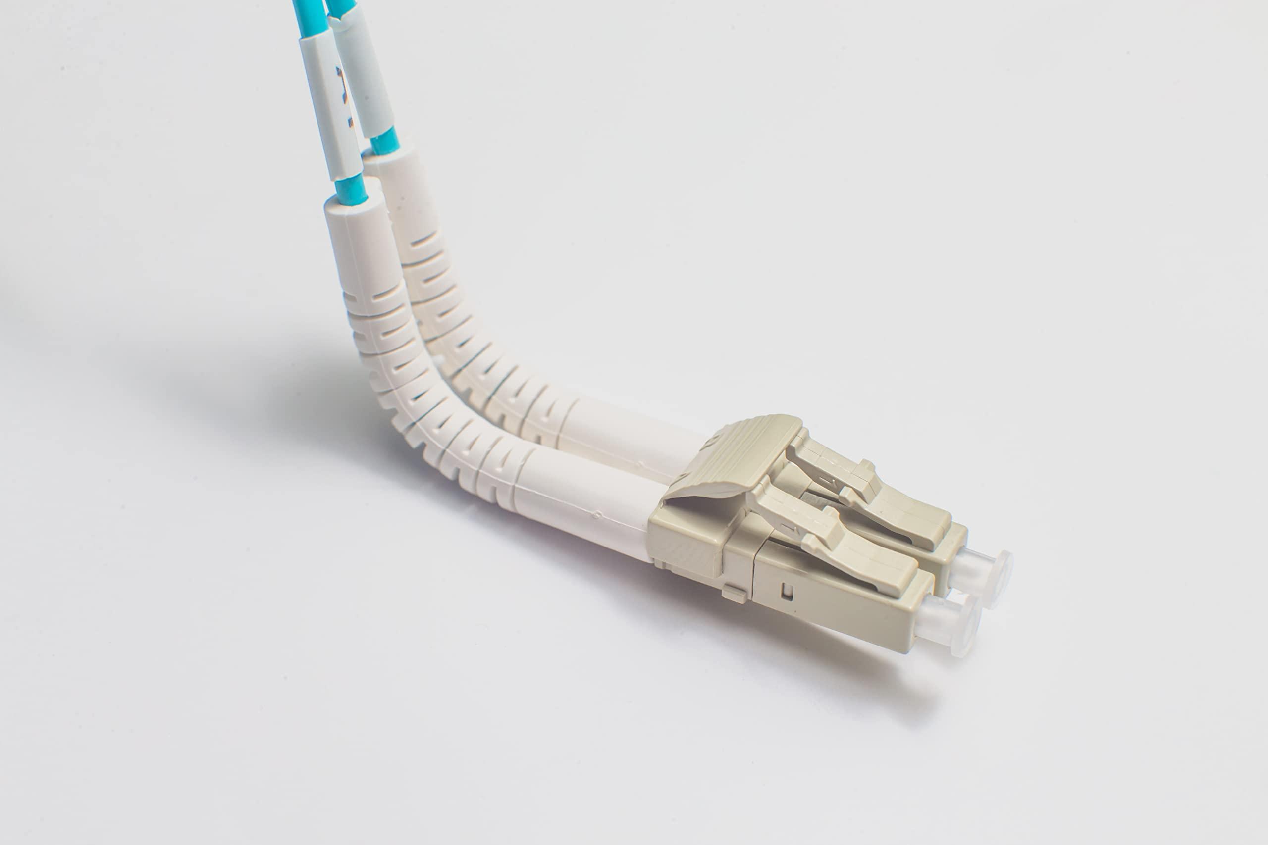 FiberCablesDirect FCD - 1M OM4 LC LC Fiber Patch Cable | AnyAngle 100G Plenum Duplex 50/125 LC to LC Multimode Jumper 1 Meter (3.28ft) | Length Options: 1M-30M | 40/100g sfp+ qsfp 100gbase ofnp mmf-lc-lc