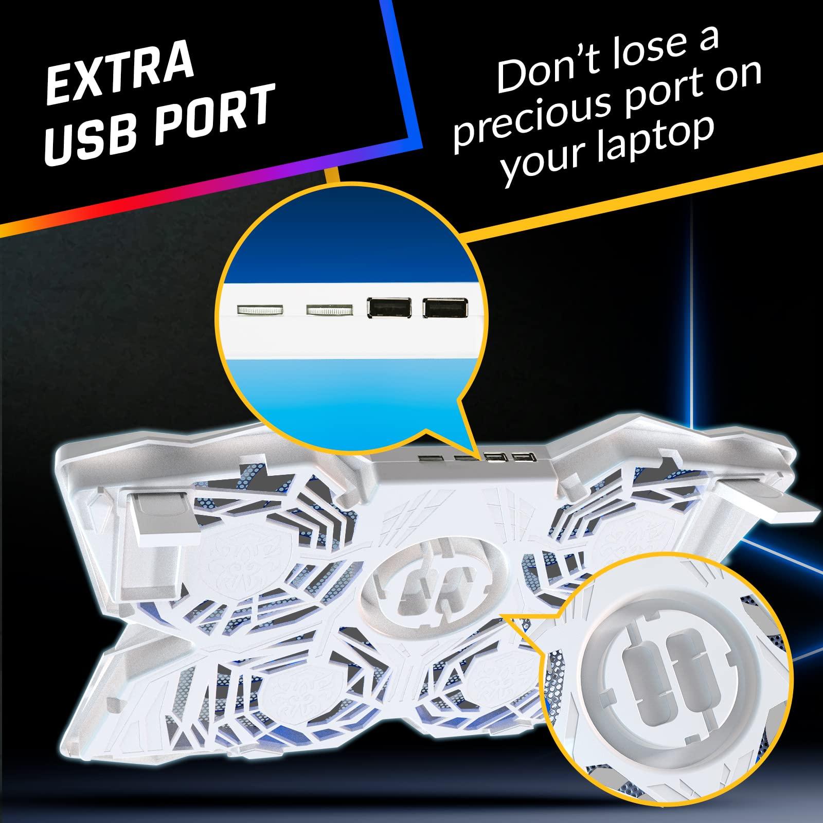 KLIM KLIM Wind Laptop Cooling Pad - More Than 500 000 Units Sold - New - The Most Powerful Rapid Action Cooling Fan - Laptop Stand with 4 Cooling Fans at 1200 RPM - USB Fan - PS5 PS4 - Full White